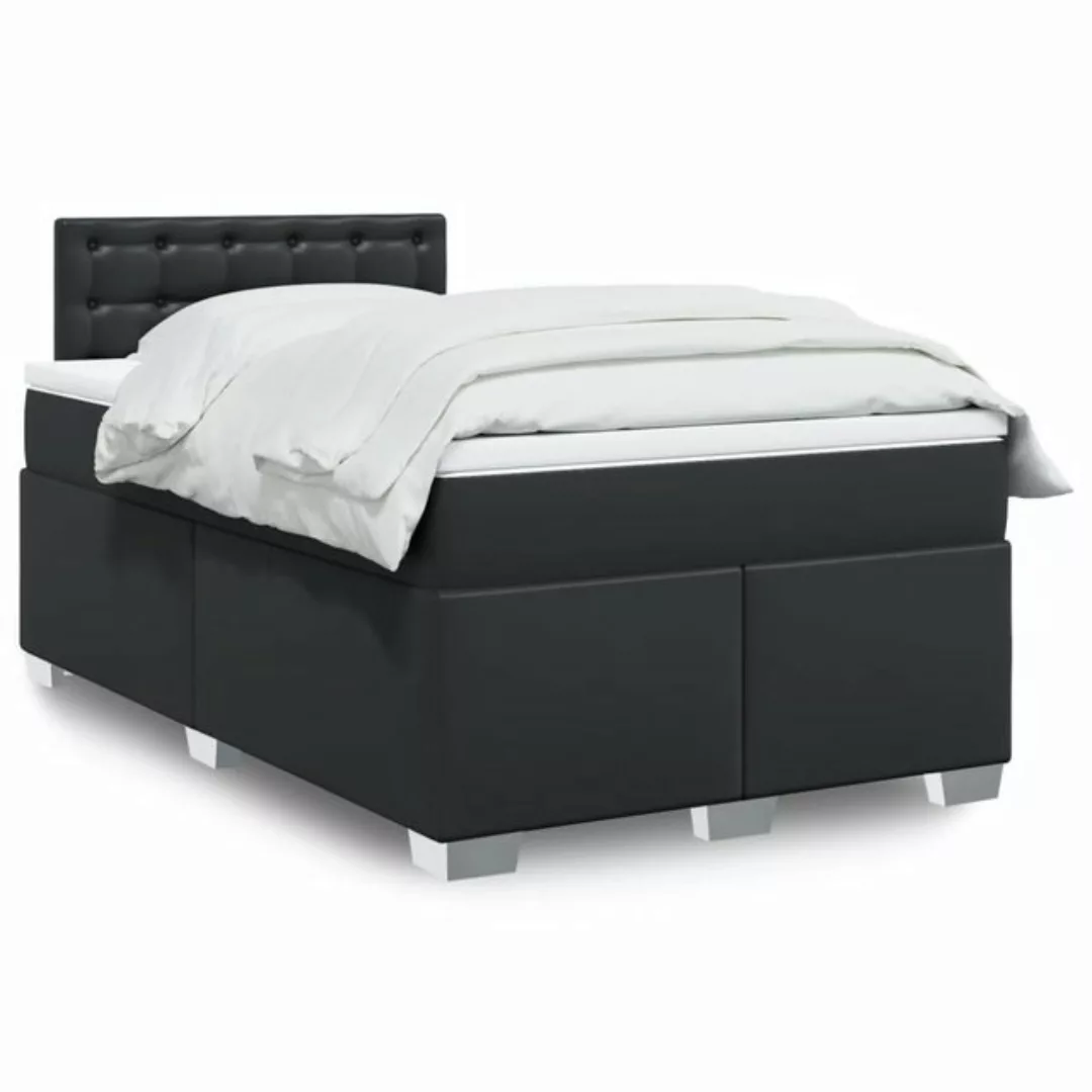 vidaXL Boxspringbett, Boxspringbett mit Matratze Schwarz 120x200 cm Kunstle günstig online kaufen