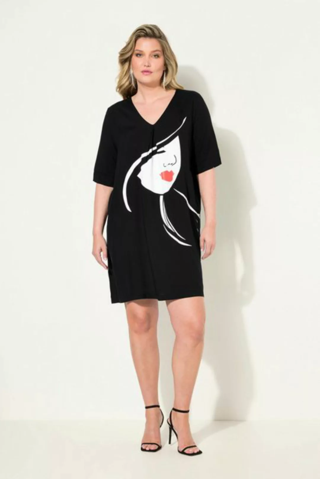 MIAMODA Jerseykleid Kleid A-Linie Frauenkopf Halbarm günstig online kaufen