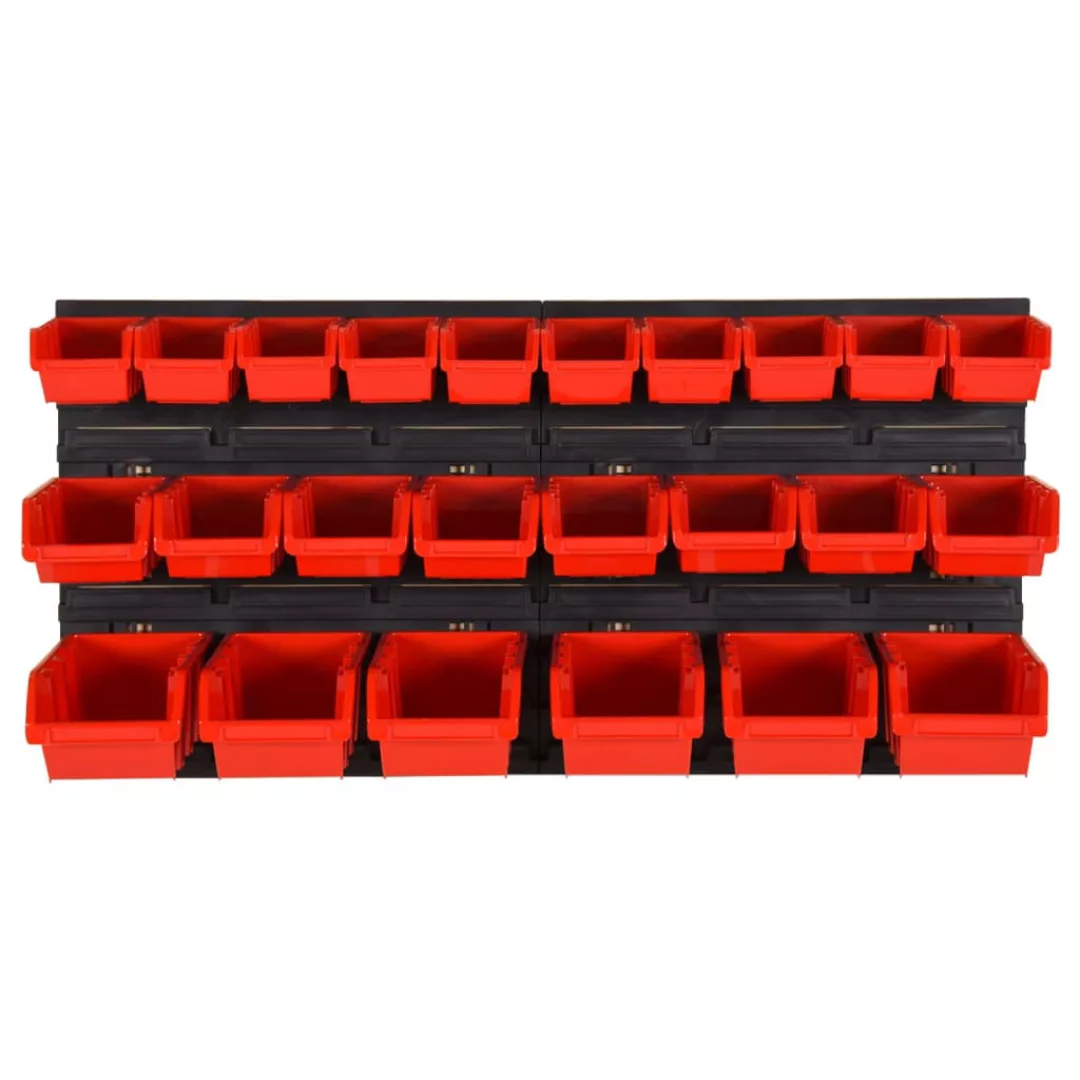 Vidaxl 26-tlg Stapelboxen-wandregal Rot & Schwarz 77x39cm Polypropylen günstig online kaufen