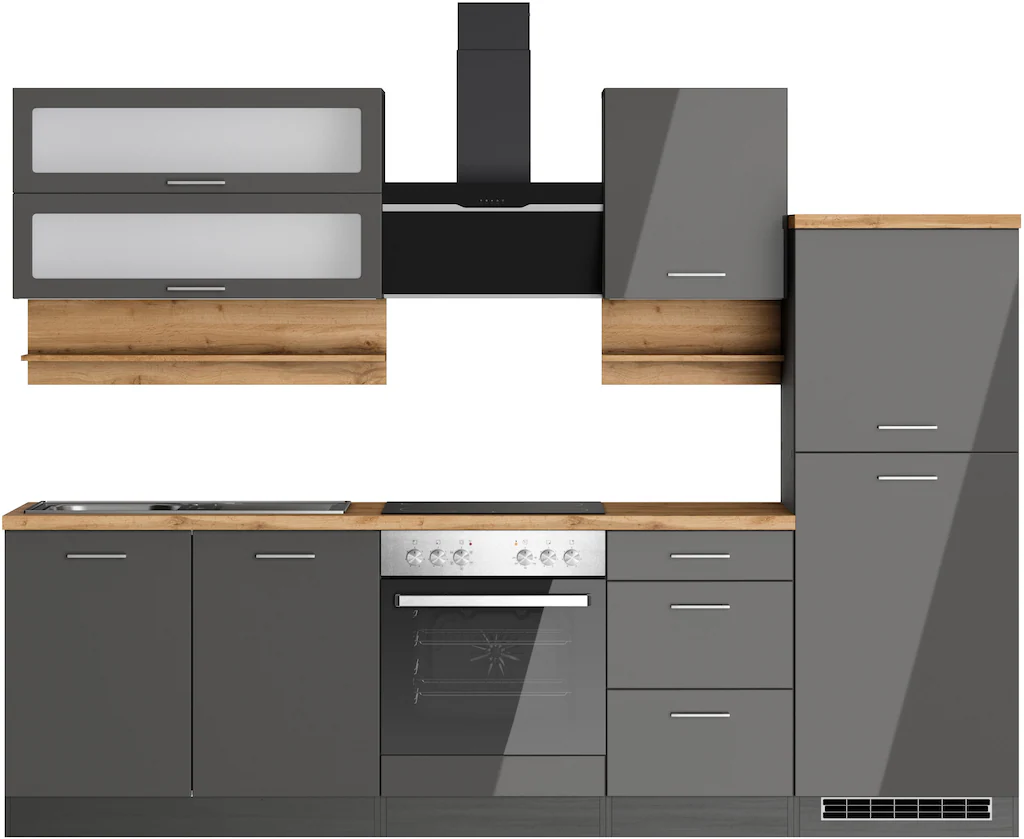 KOCHSTATION Küchenzeile "KS-Milan", 270 cm breit, robuste Metallauszüge, vi günstig online kaufen
