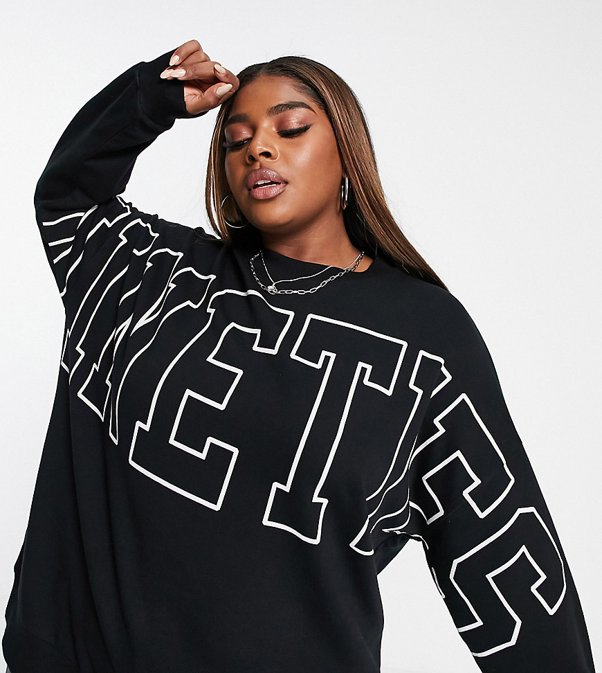ASOS DESIGN Curve – Sweatshirt mit Slogan-Print im Stil der 90er-Jahre-Schw günstig online kaufen