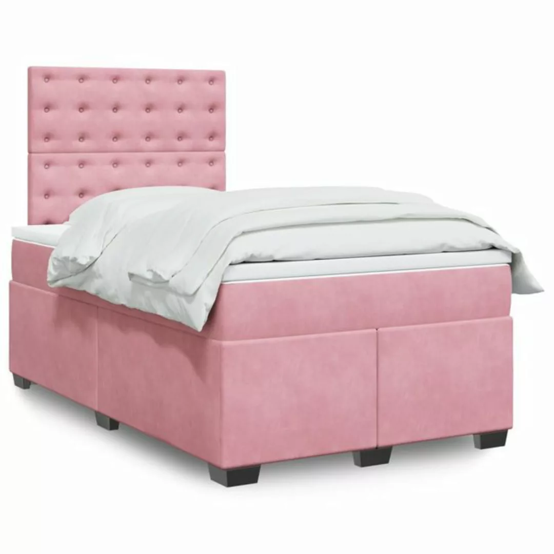 vidaXL Boxspringbett mit Matratze Rosa 120x200 cm Samt2107160 günstig online kaufen