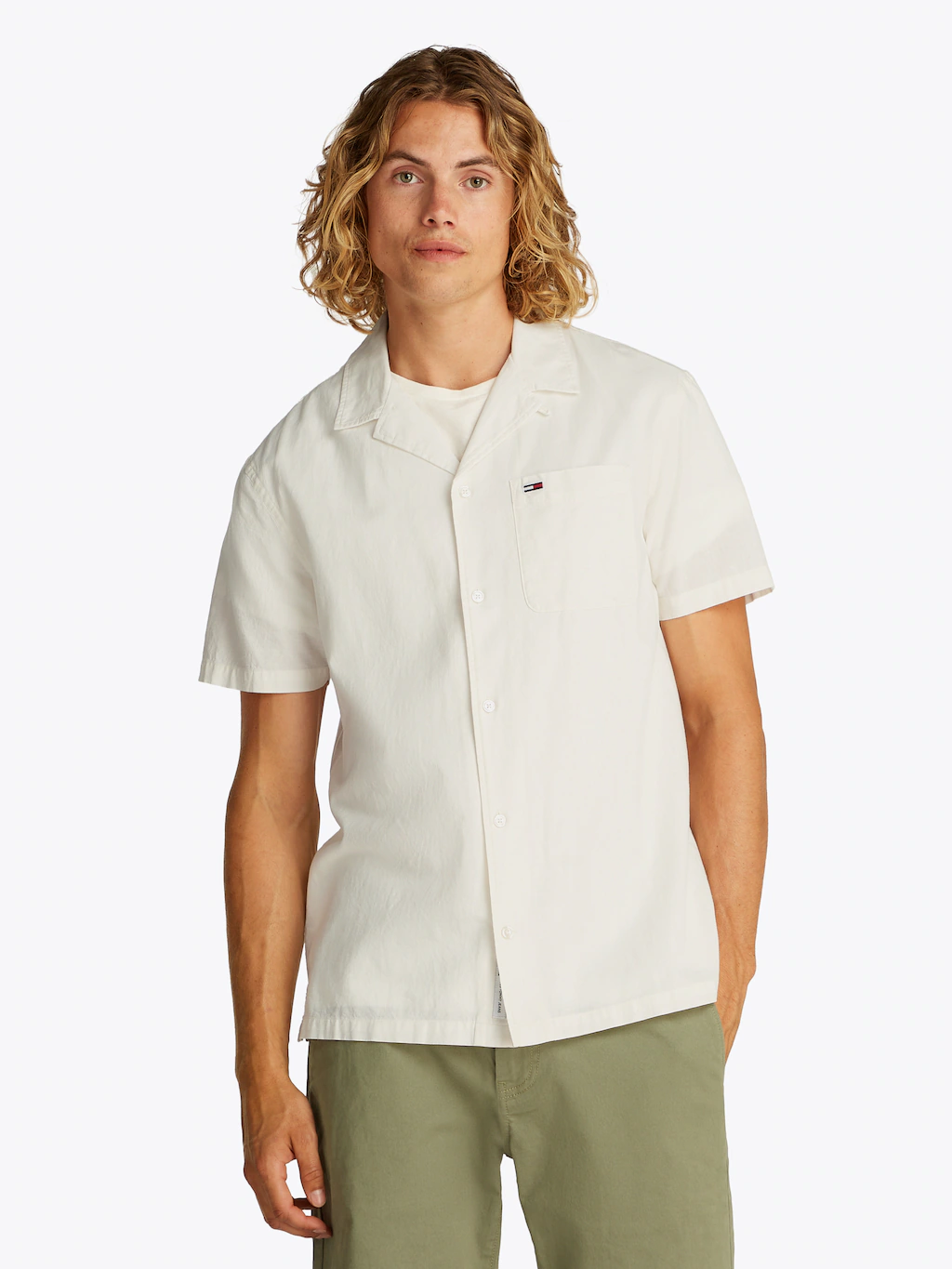 Tommy Jeans Kurzarmhemd "TJM LINEN BLEND CAMP SS EXT", Mit V-Ausschnitt günstig online kaufen