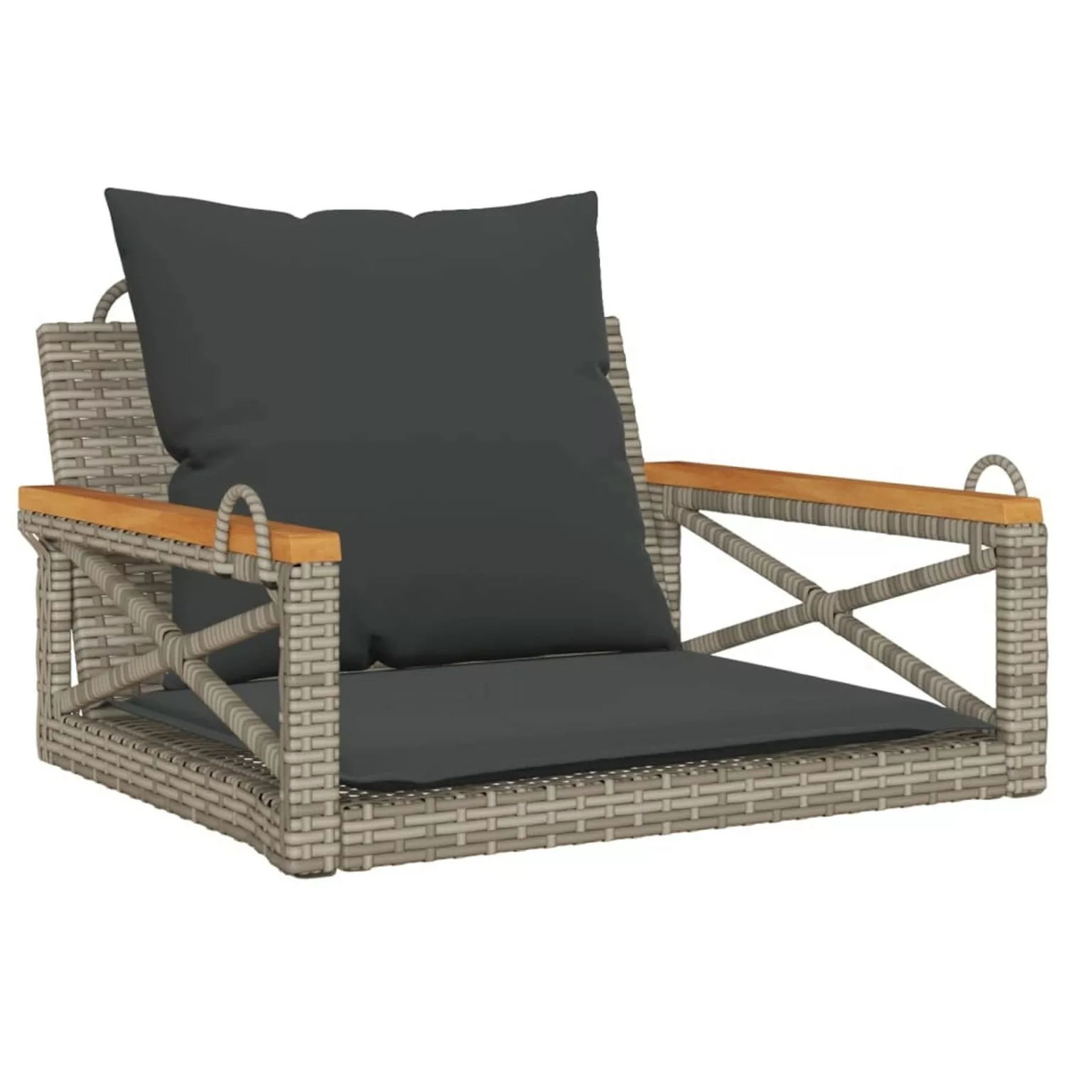 furnicato Hängesessel mit Kissen Grau 63x62x40 cm Poly Rattan günstig online kaufen