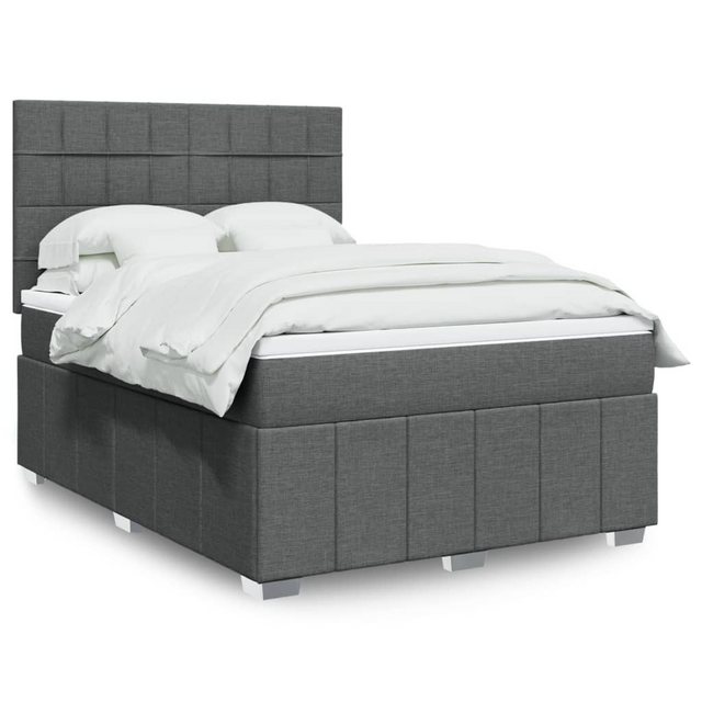 vidaXL Boxspringbett, Boxspringbett mit Matratze Dunkelgrau 160x200 cm Stof günstig online kaufen