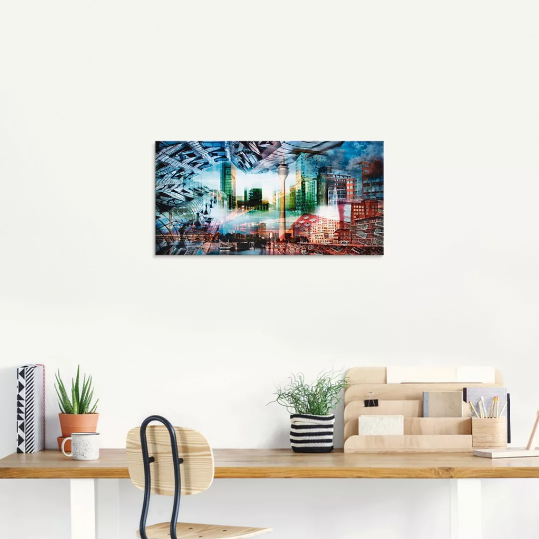 Artland Glasbild "Düsseldorf Skyline Collage VII", Architektonische Element günstig online kaufen