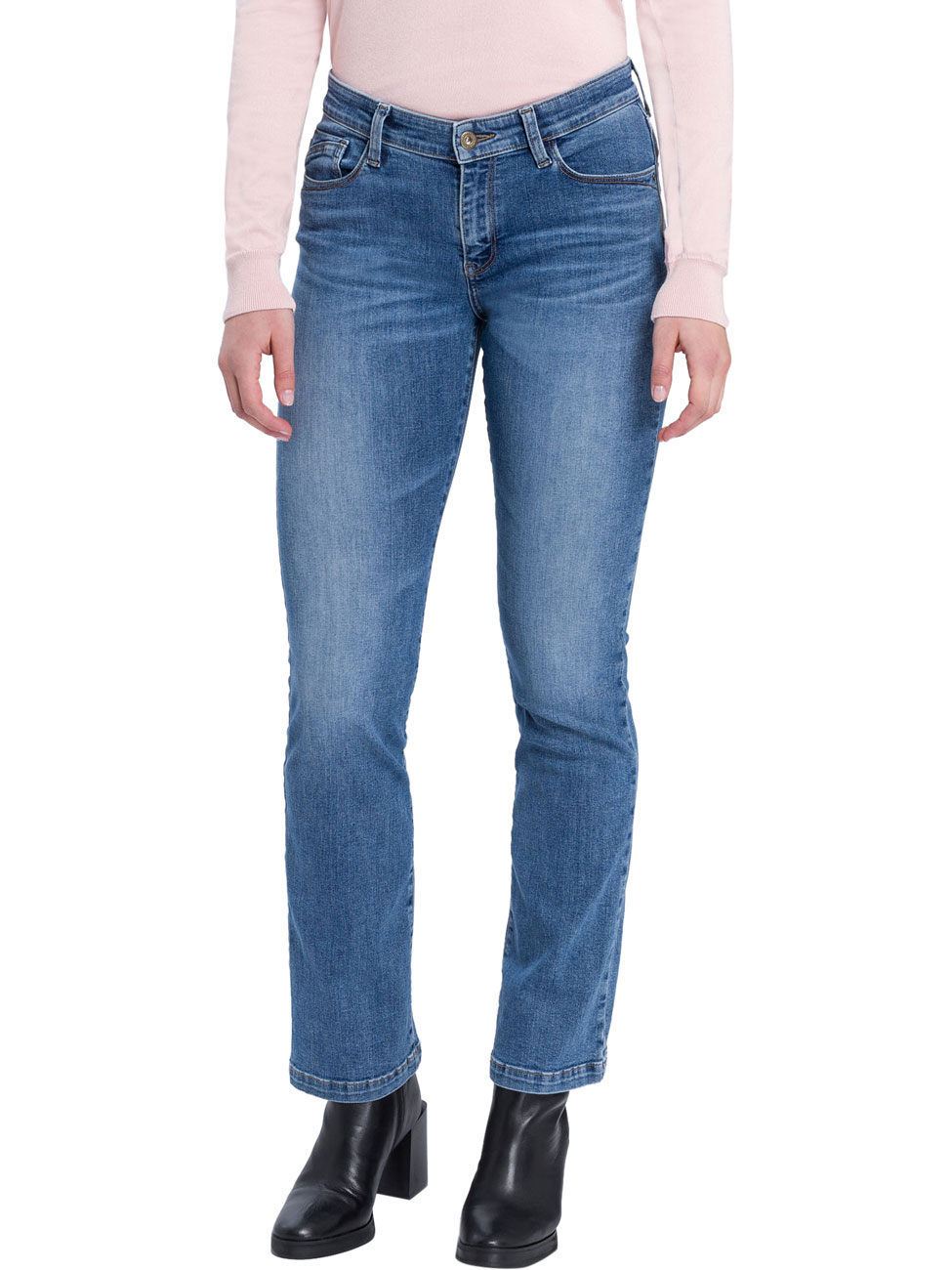 Cross Jeans Damen Jeans Lauren - Bootcut - Blau - Mid Blue günstig online kaufen