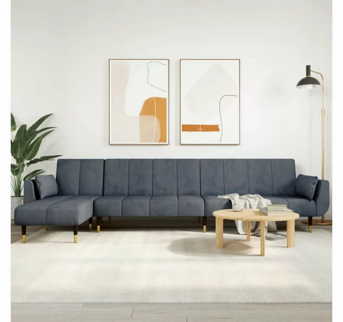 vidaXL Sofa Schlafsofa in L-Form Dunkelgrau 275x140x70 cm Samt Chaiselongue günstig online kaufen