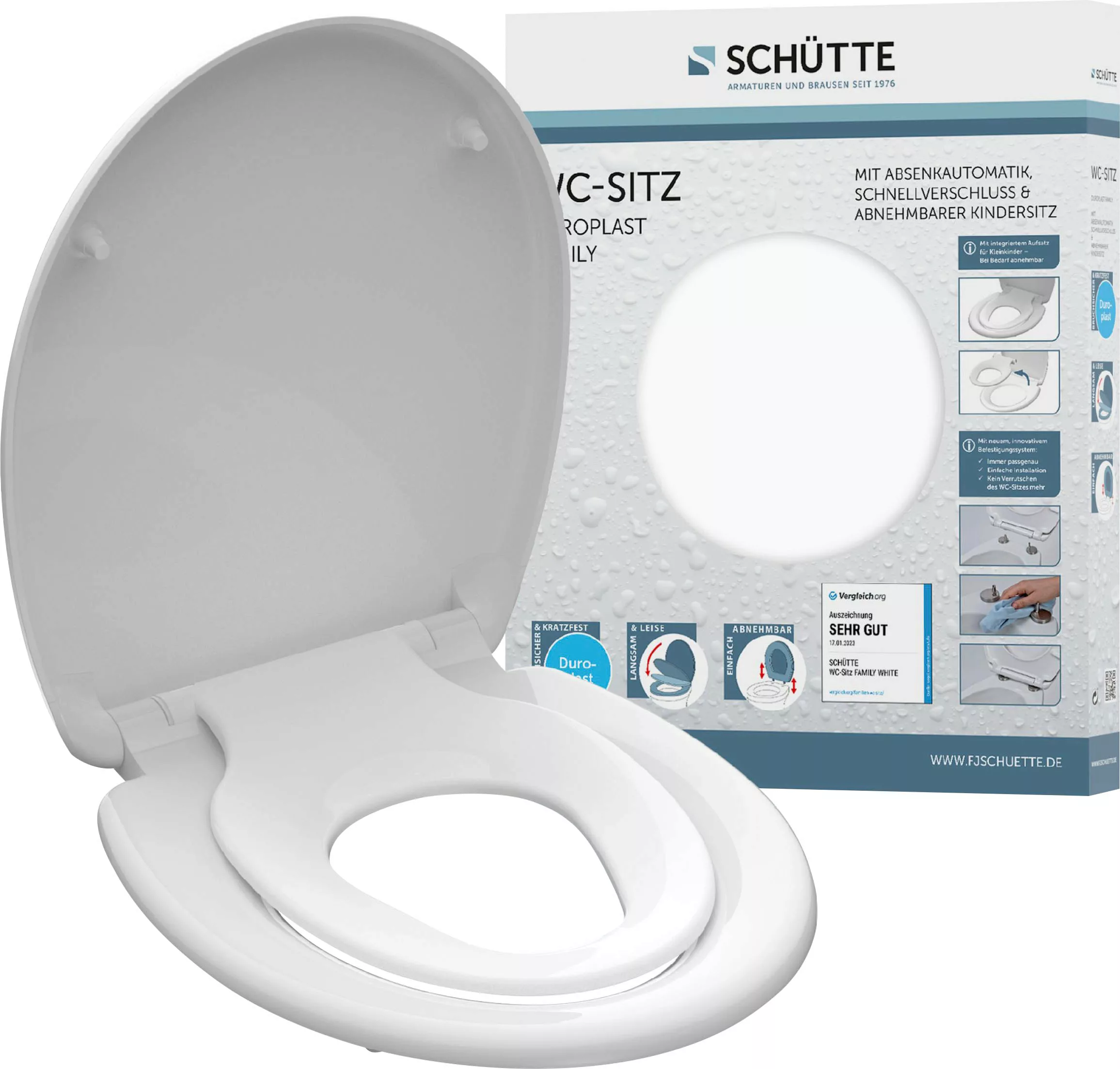 Schütte WC-Sitz "FAMILY WHITE", Duroplast, Absenkautomatik, Schnellverschlu günstig online kaufen