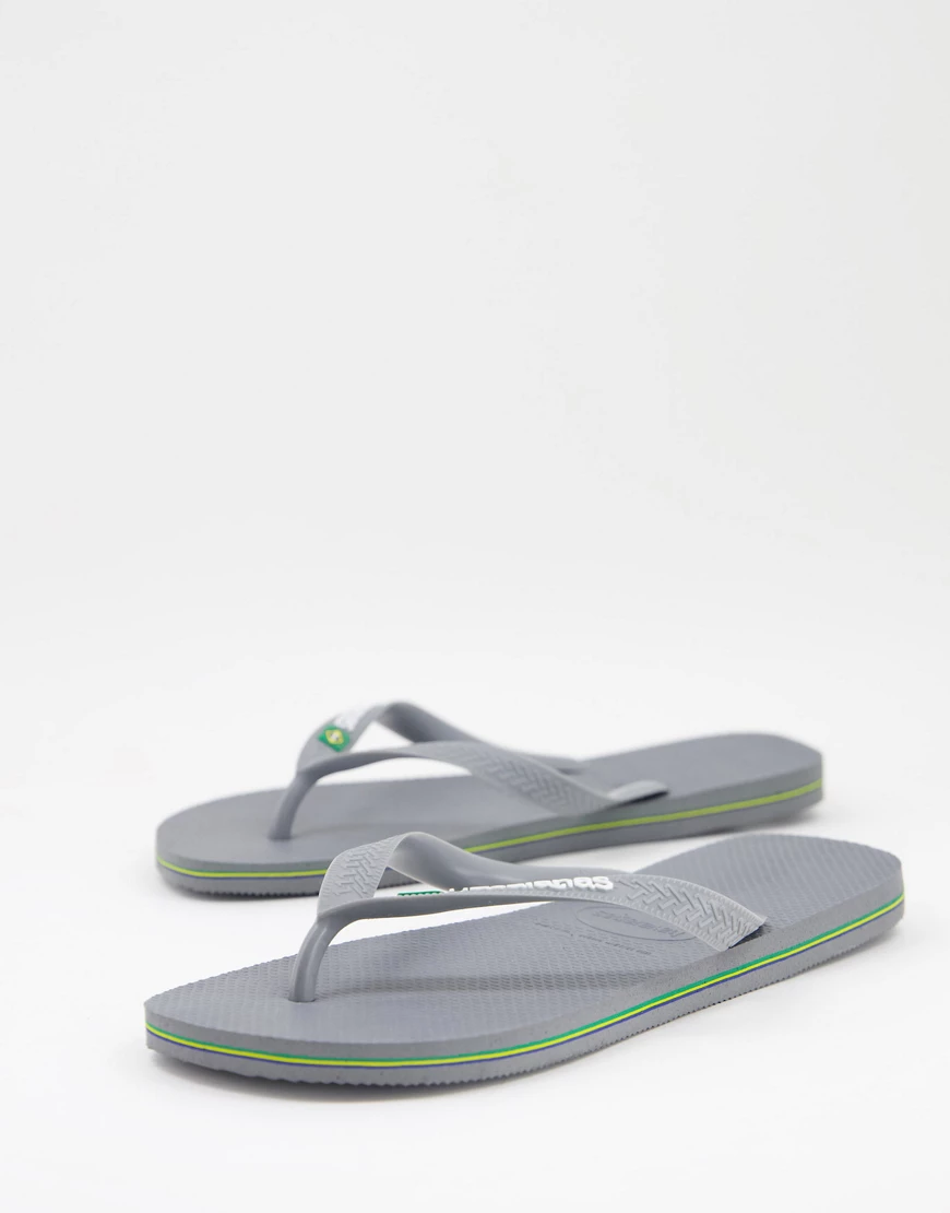 Havaianas – Brasil – Graue Zehenstegsandalen mit Logo günstig online kaufen