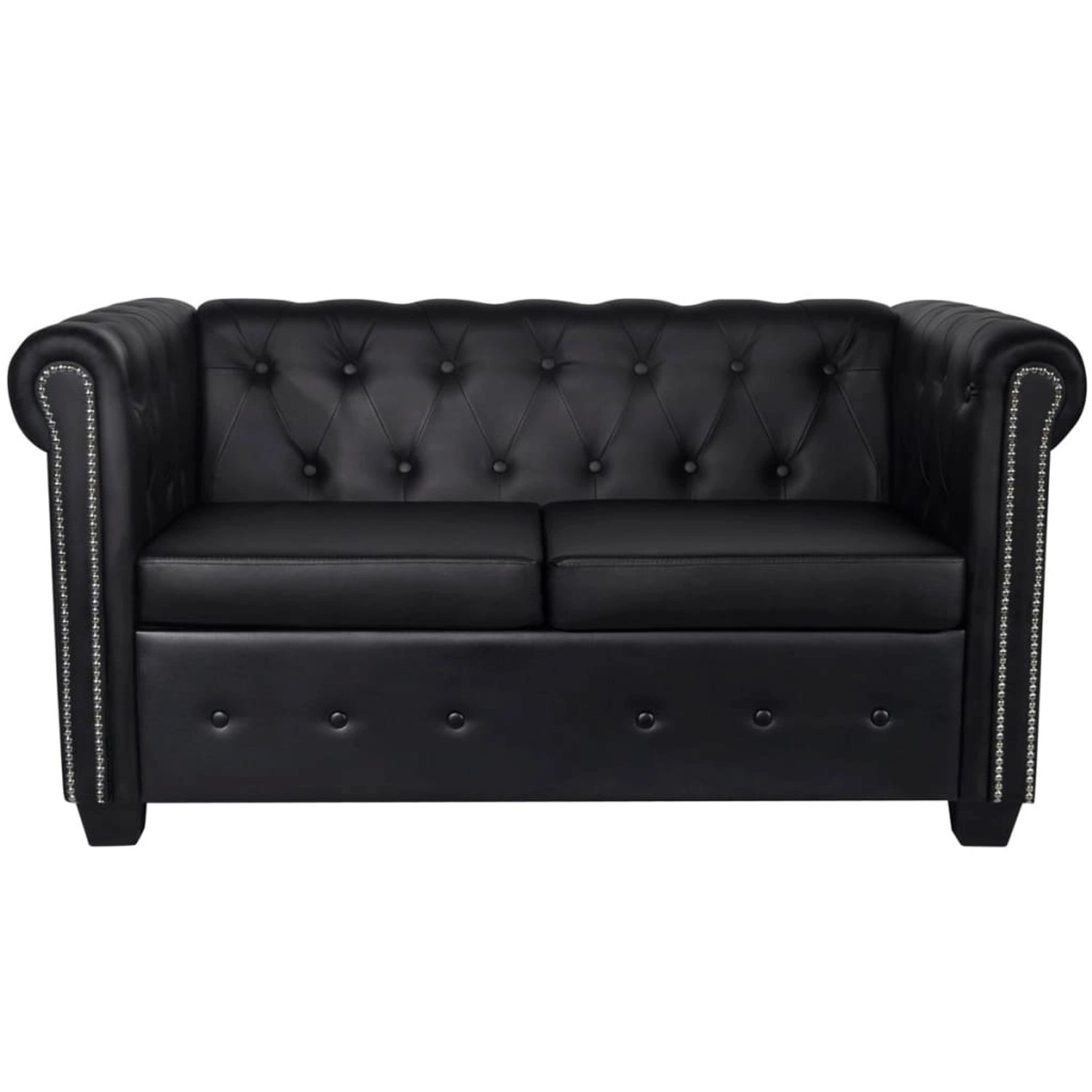 vidaXL Sofa Chesterfield Sofa 2-Sitzer Kunstleder Schwarz günstig online kaufen