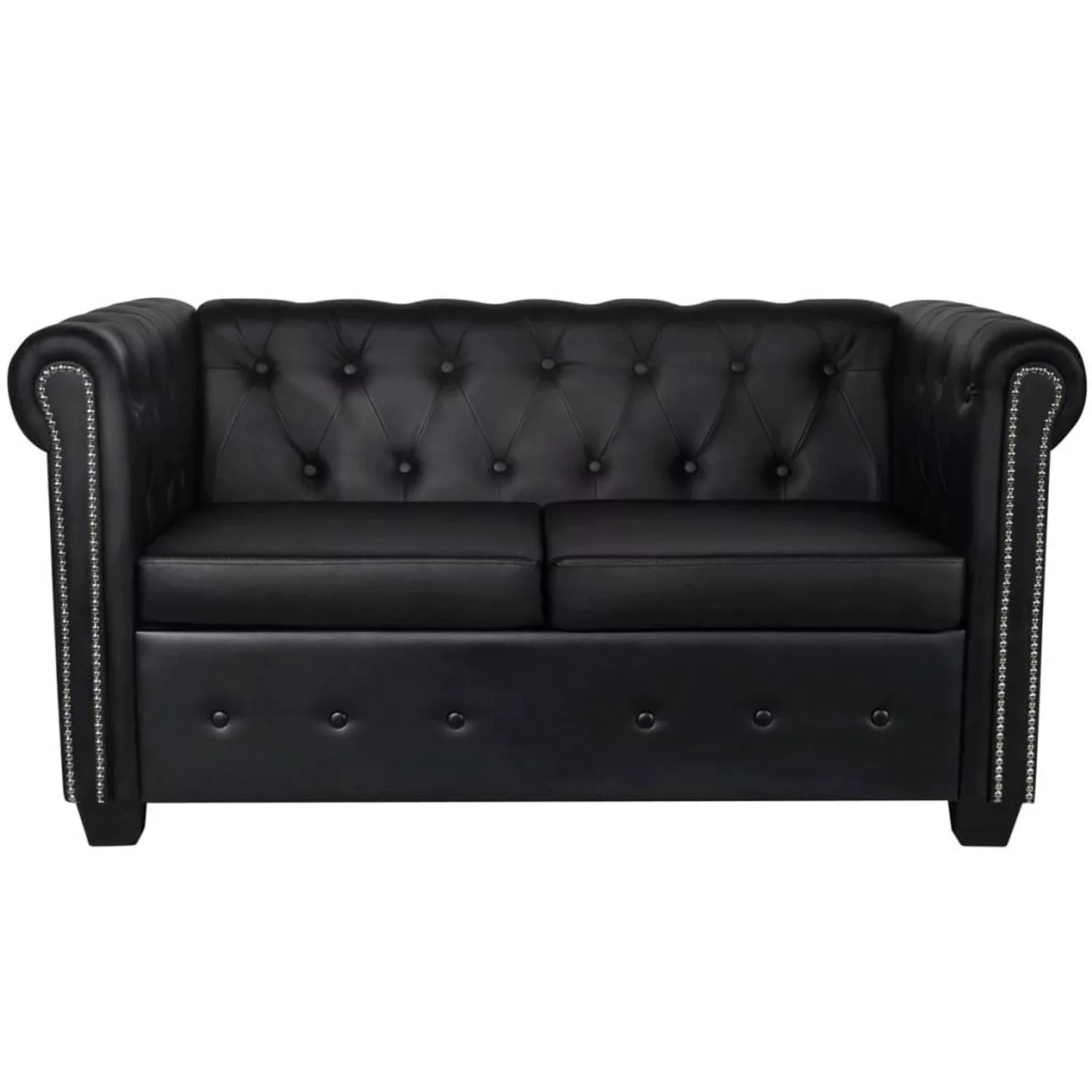 Chesterfield Sofa 2-sitzer Kunstleder Schwarz günstig online kaufen