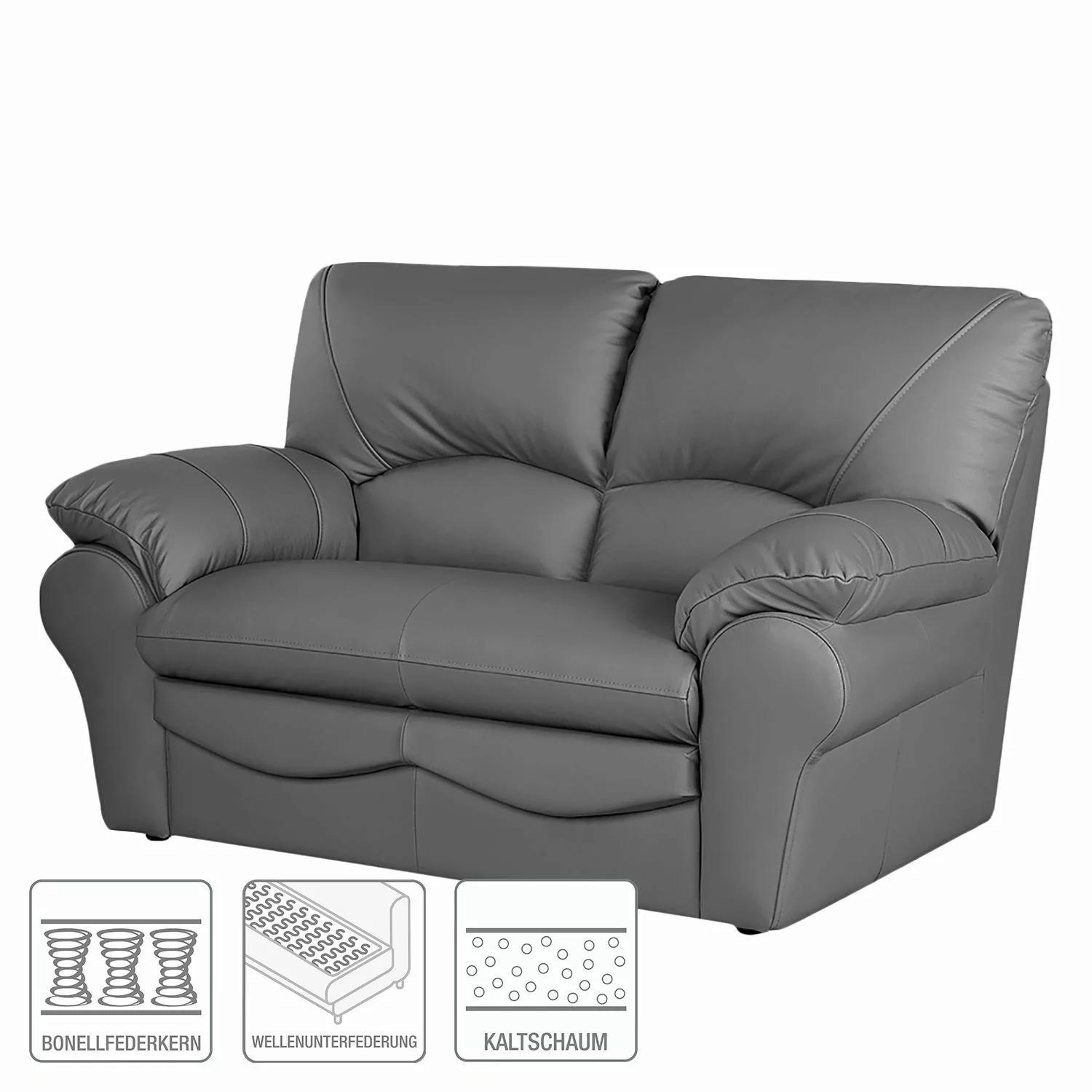 home24 Modoform Sofa Torsby 2-Sitzer Grau Kunstleder 150x92x85 cm günstig online kaufen