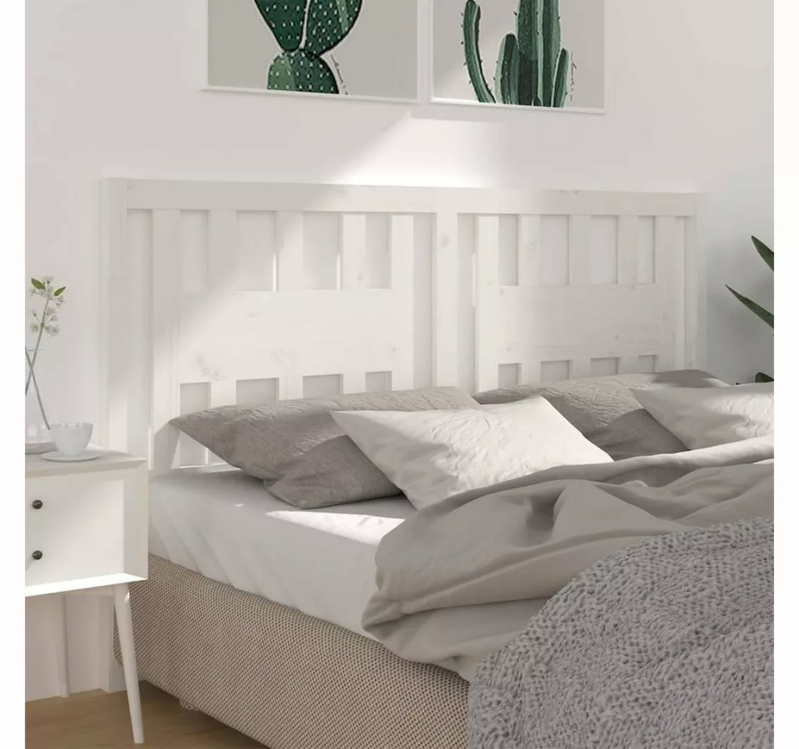 vidaXL Bett, Kopfteil Weiß 141x4x100 cm Massivholz Kiefer günstig online kaufen