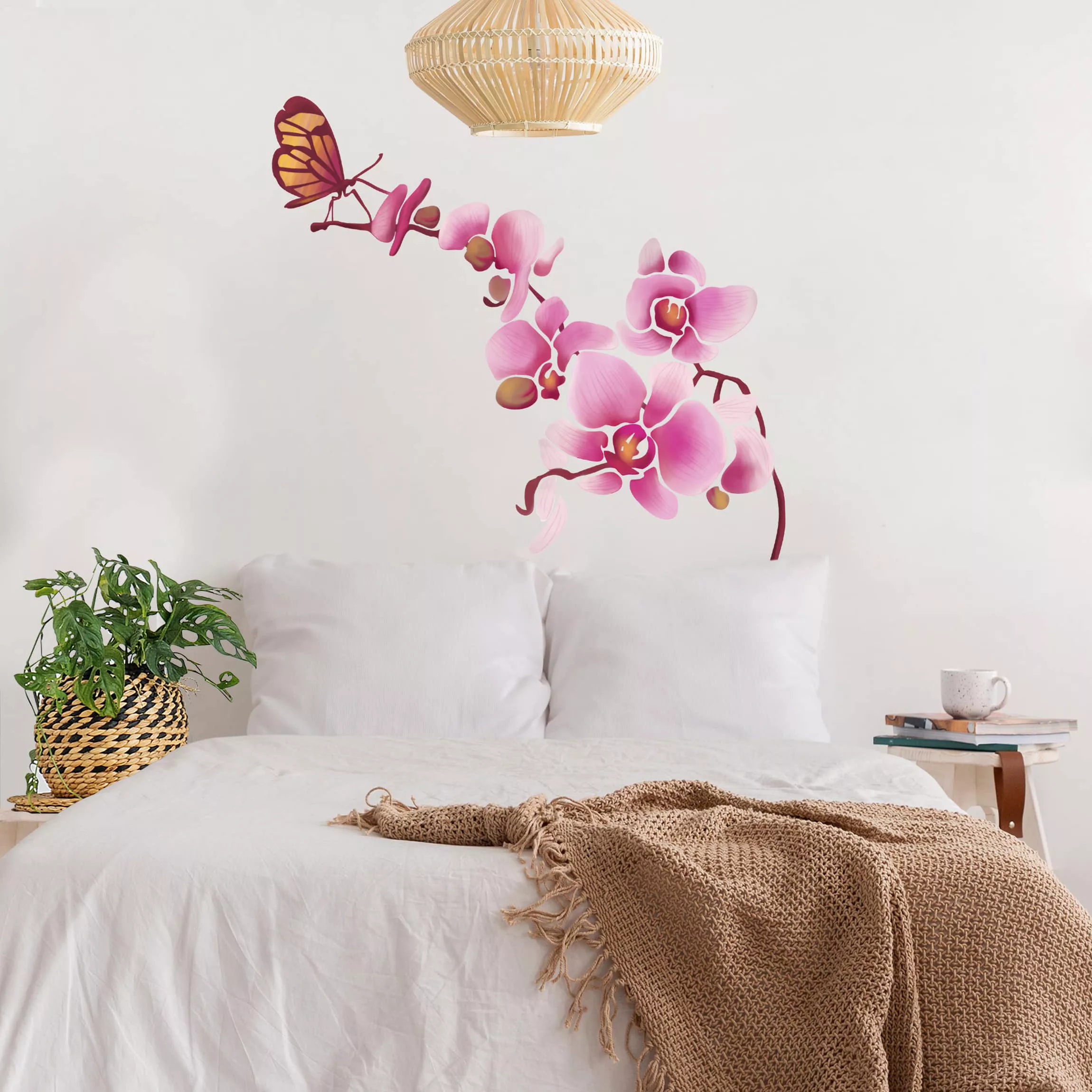 Wandtattoo Blumen Orchidee mit Schmetterling günstig online kaufen