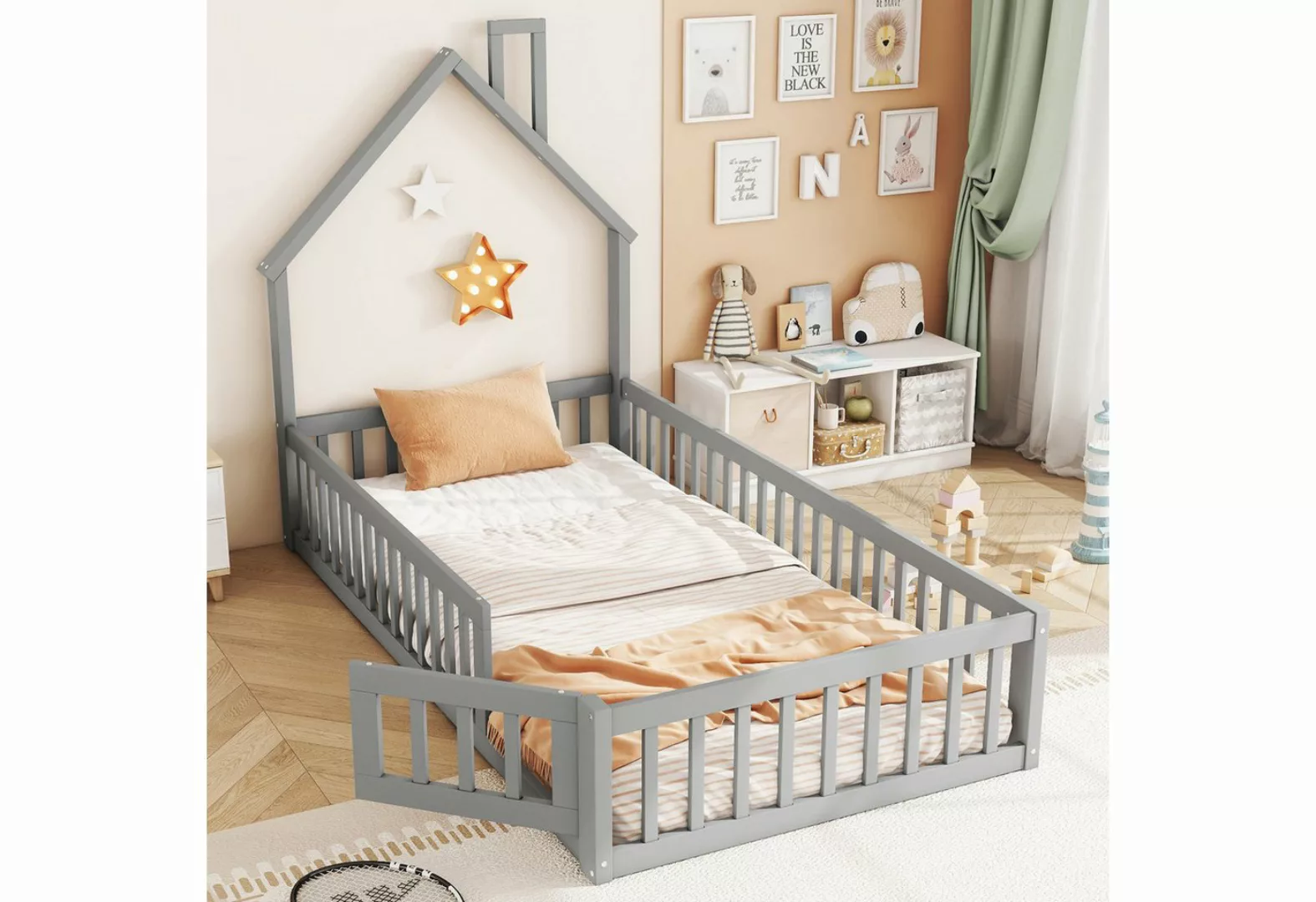 MODFU Kinderbett Hausbett Funktionsbett Jugendbett Gästebett (mit Schornste günstig online kaufen