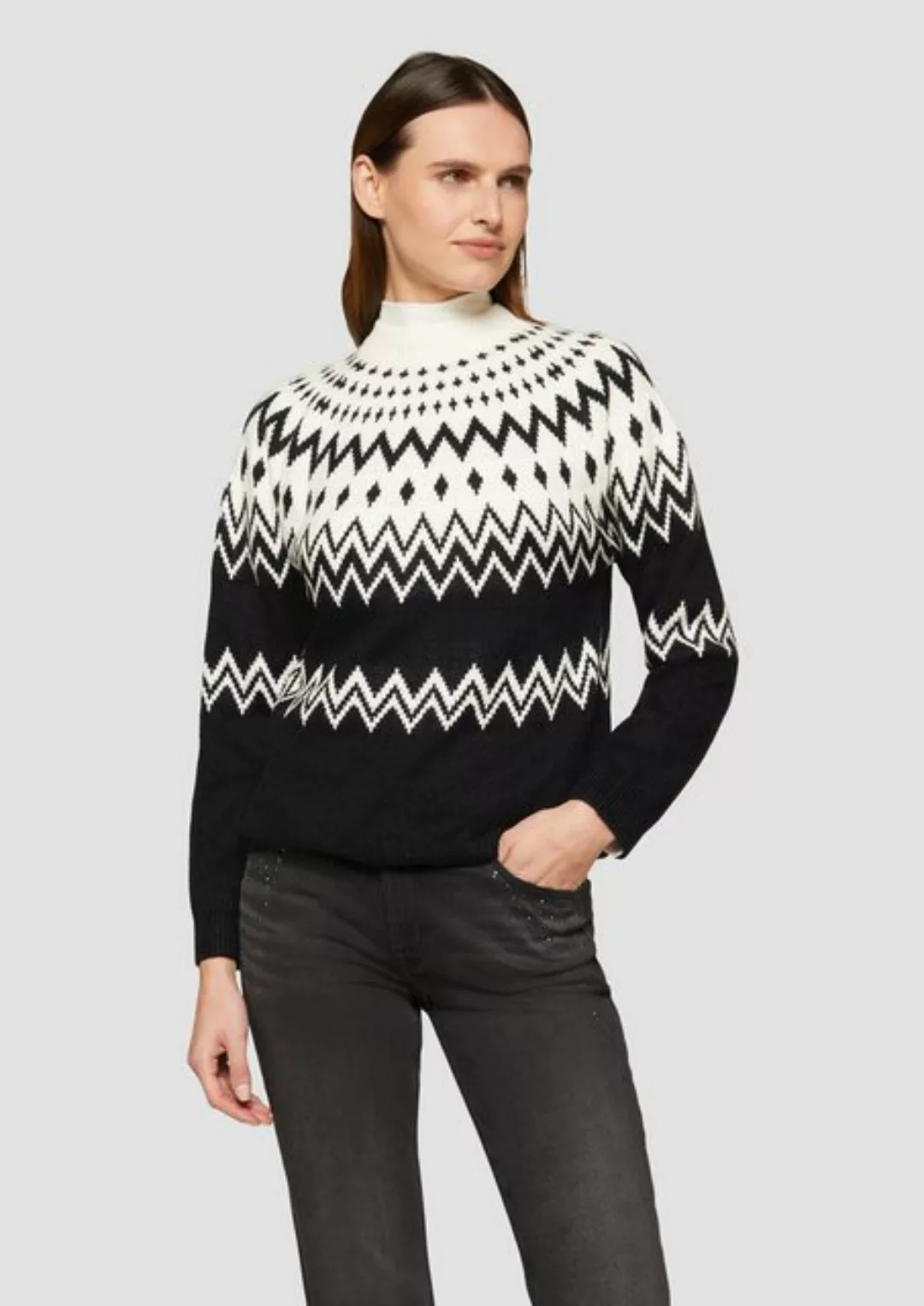 s.Oliver Strickpullover Weihnachtspullover aus Baumwollmix Artwork günstig online kaufen