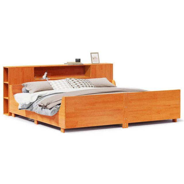 vidaXL Bett, Massivholzbett ohne Matratze Wachsbraun 180x200 Kiefernholz günstig online kaufen