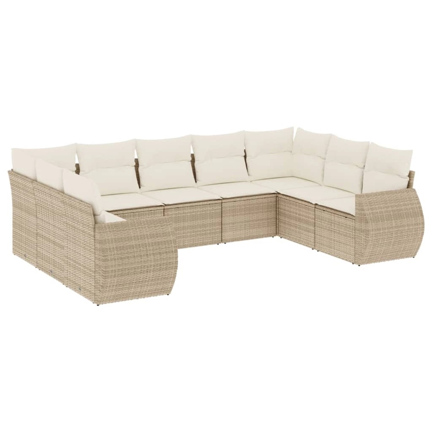 vidaXL 9-Tlg Garten-Sofagarnitur mit Kissen Beige Poly Rattan 3254135 günstig online kaufen