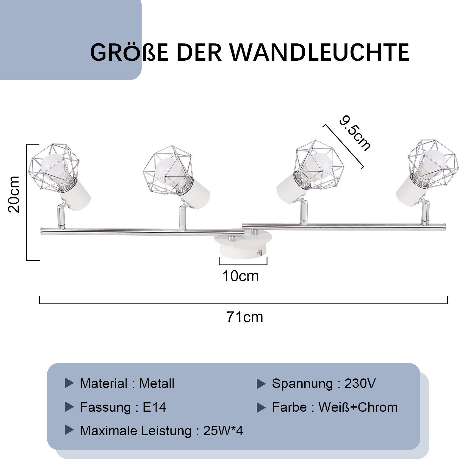 ZMH Deckenstrahler Deckenstrahler 4 Flammig Deckenspots günstig online kaufen