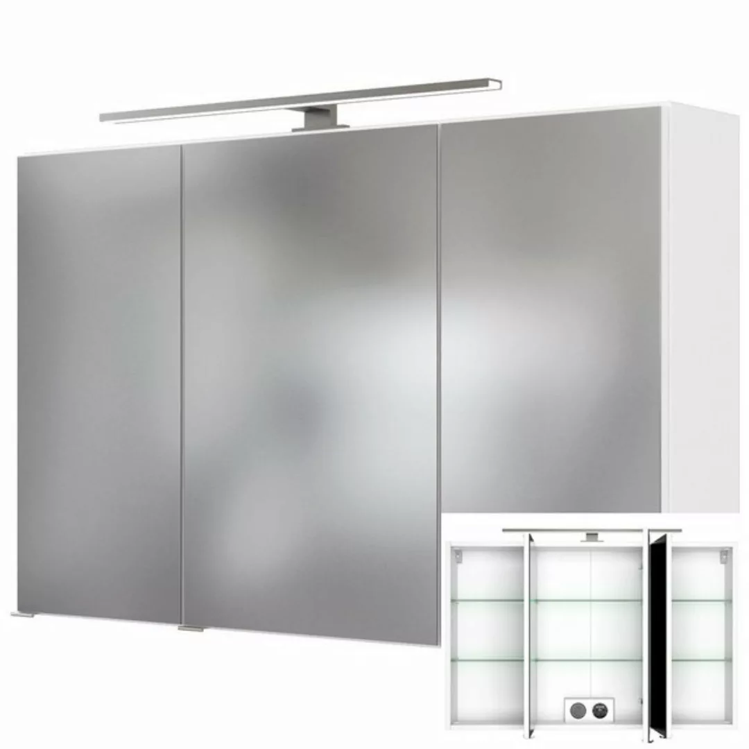 Lomadox Spiegelschrank GHOM-03 3D- 100cm in weiß mit LED-Beleuchtung, B/H/T günstig online kaufen