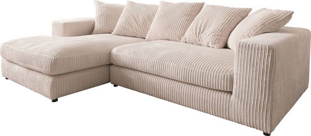 DELIFE Ecksofa Svada, Cord Beige 285x175 cm Recamiere links günstig online kaufen