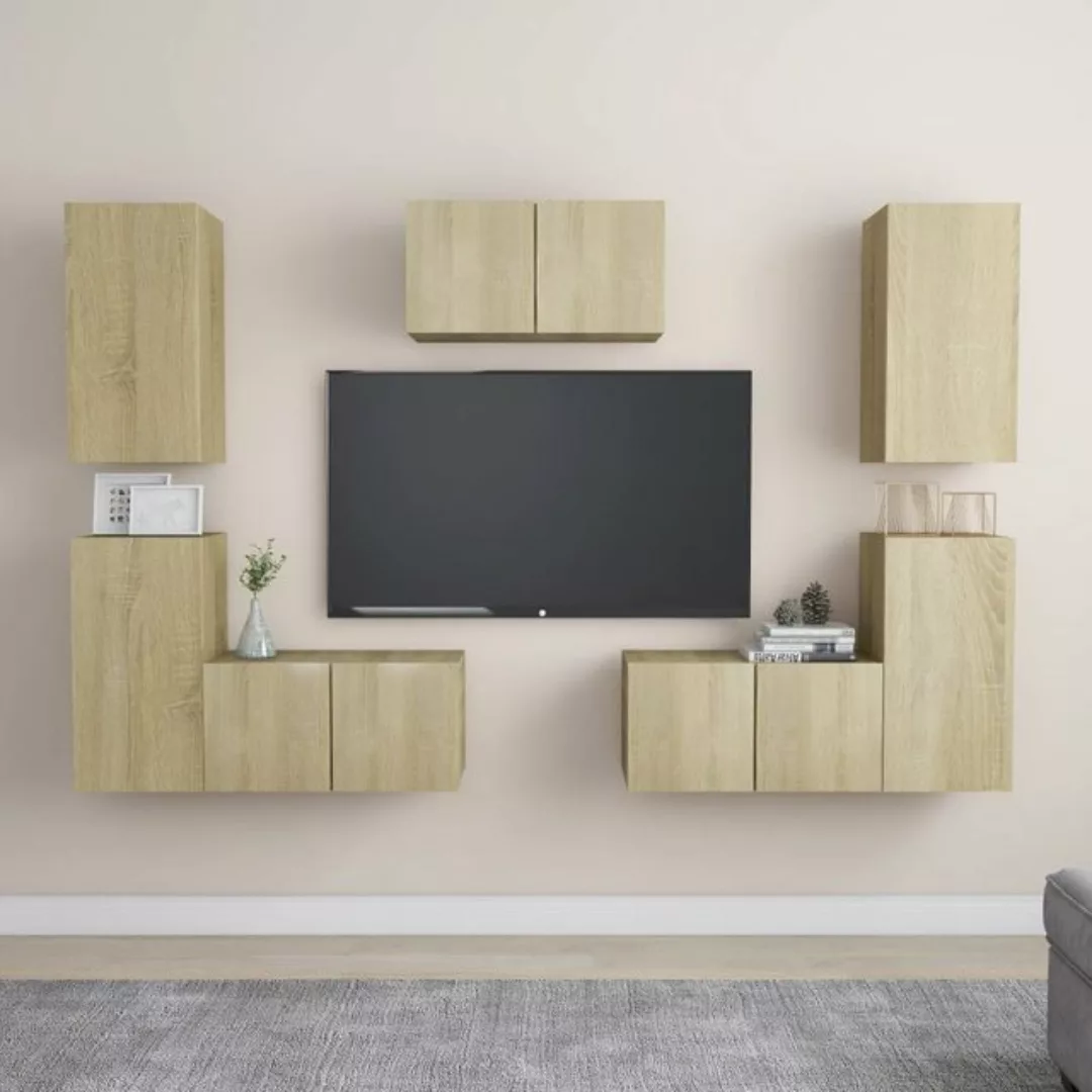 vidaXL TV-Schrank 7-tlg TV-Schrank-Set Sonoma-Eiche Spanplatte günstig online kaufen