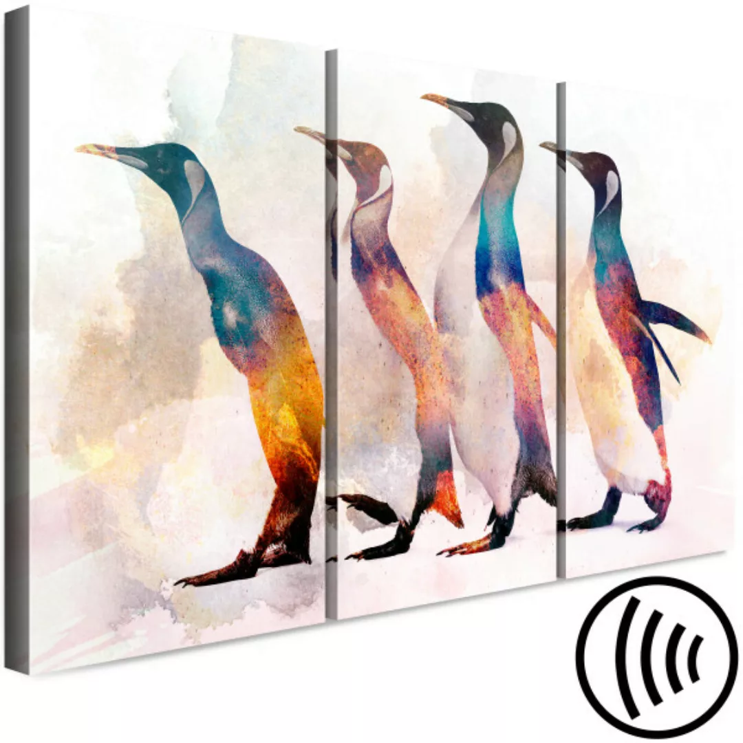 Leinwandbild Penguin Wandering (3 Parts) XXL günstig online kaufen