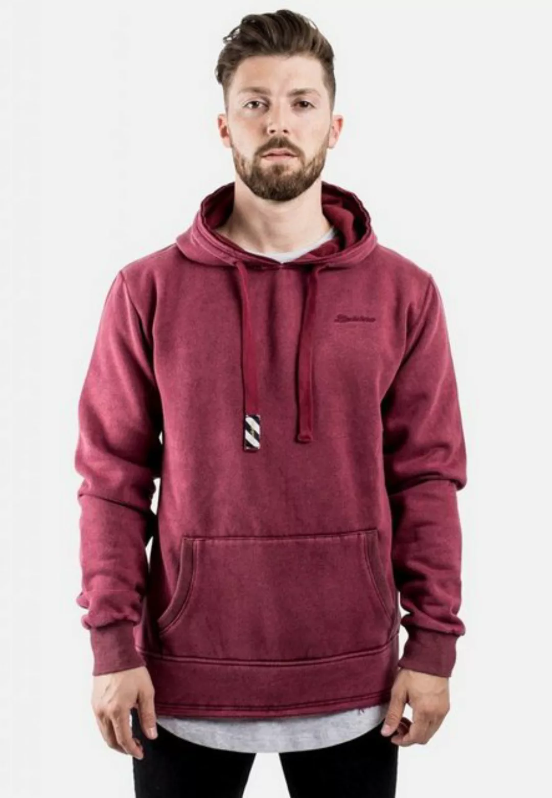 Blackskies Kapuzenpullover Acid Wash Hoodie Burgundy Medium günstig online kaufen