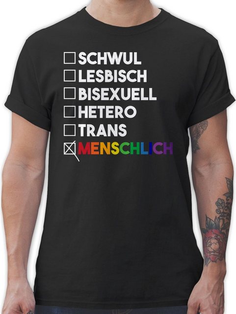 Shirtracer T-Shirt Menschlich - Deine Wahl - Pride - Regenbogen - weiß LGBT günstig online kaufen