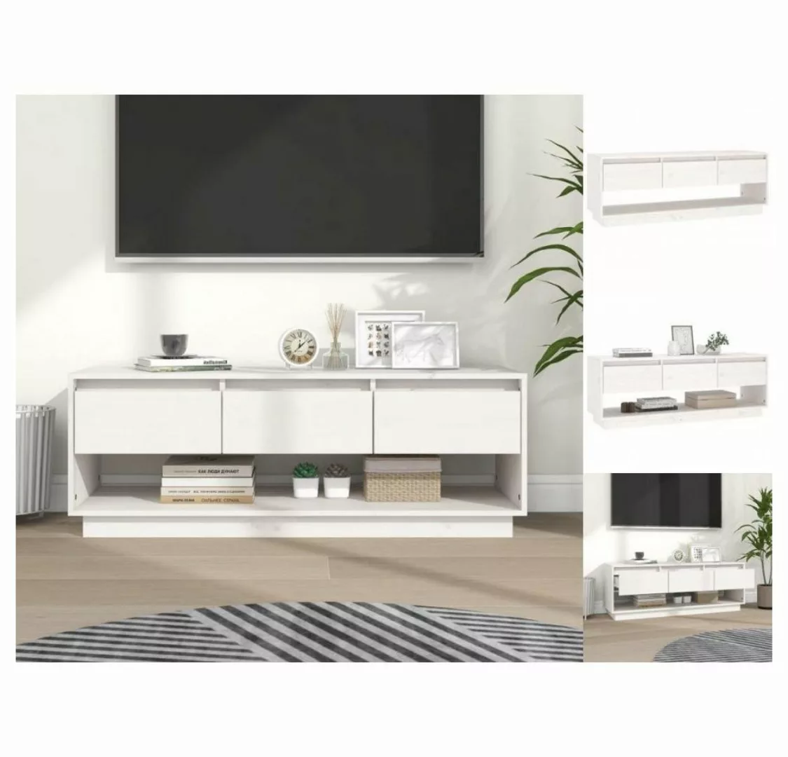 vidaXL TV-Schrank TV-Schrank Weiß 110,5x34x40 cm Massivholz Kiefer Lowboard günstig online kaufen