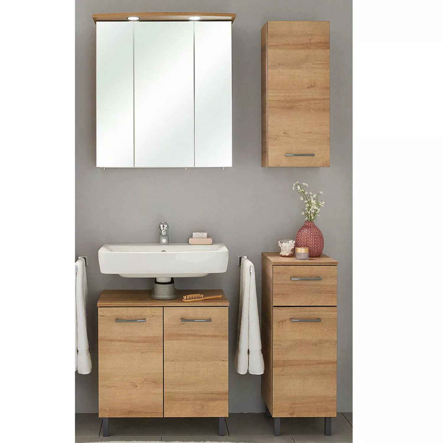 Badkombination 4-tlg. RECIFE-66 mit Spiegelschrank und Waschbecken-Untersch günstig online kaufen