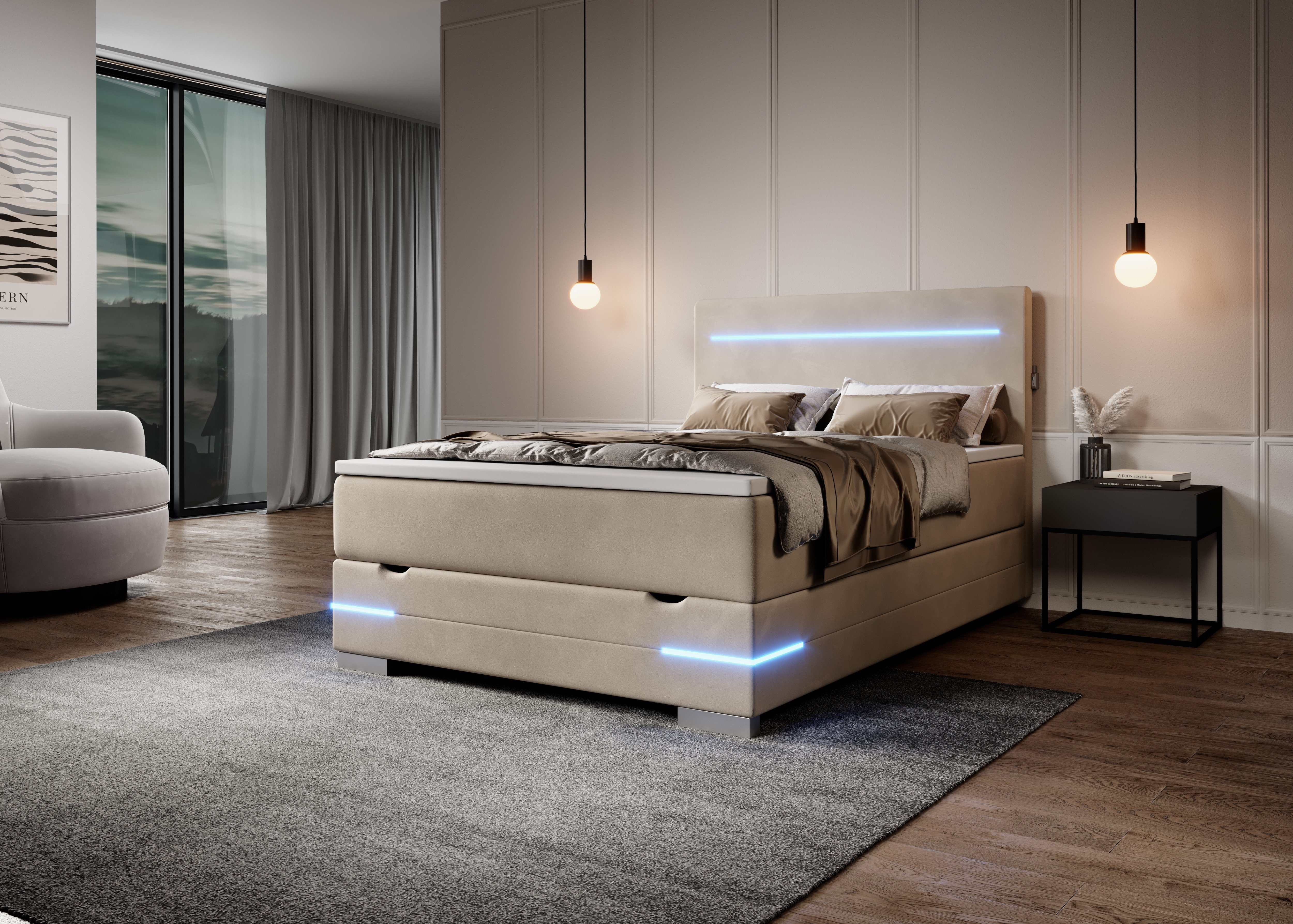 wonello Boxspringbett New York (Samtstoff), inkl. günstig online kaufen