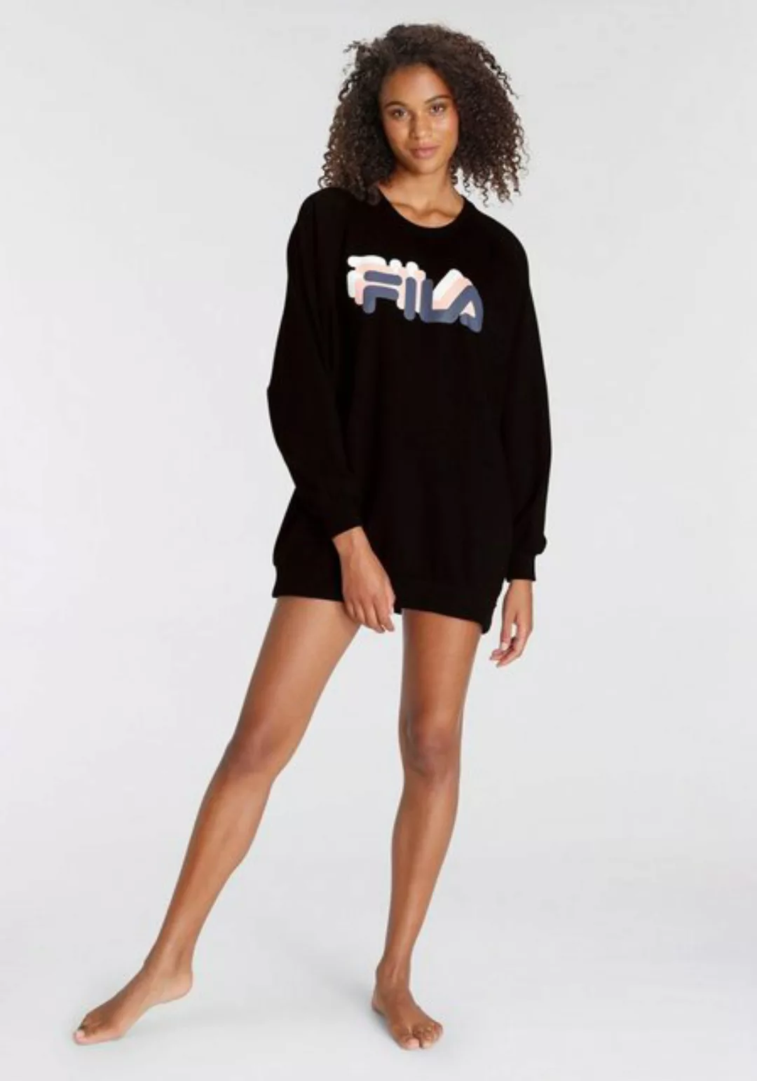 Fila Longpullover Homewearpullover mit 3-farbigem Logoprint vorn günstig online kaufen