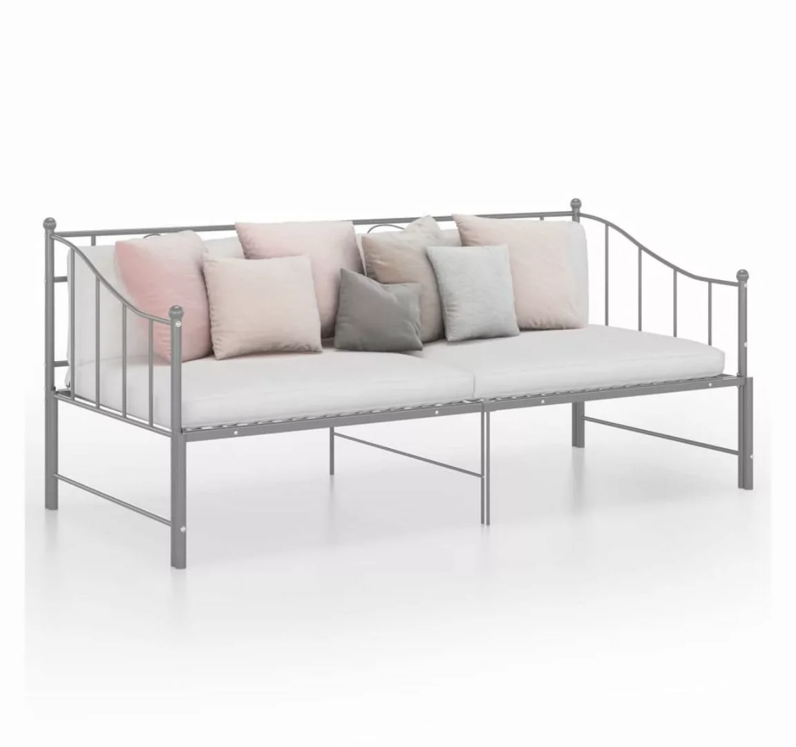 furnicato Bett Ausziehsofa Bettgestell Grau Metall 90x200 cm günstig online kaufen