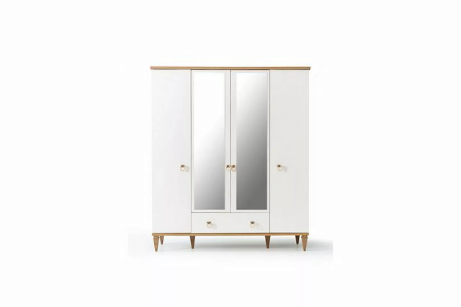 JVmoebel Kleiderschrank Weißer 4-Türiger Glasschrank Moderne Schlafzimmer S günstig online kaufen