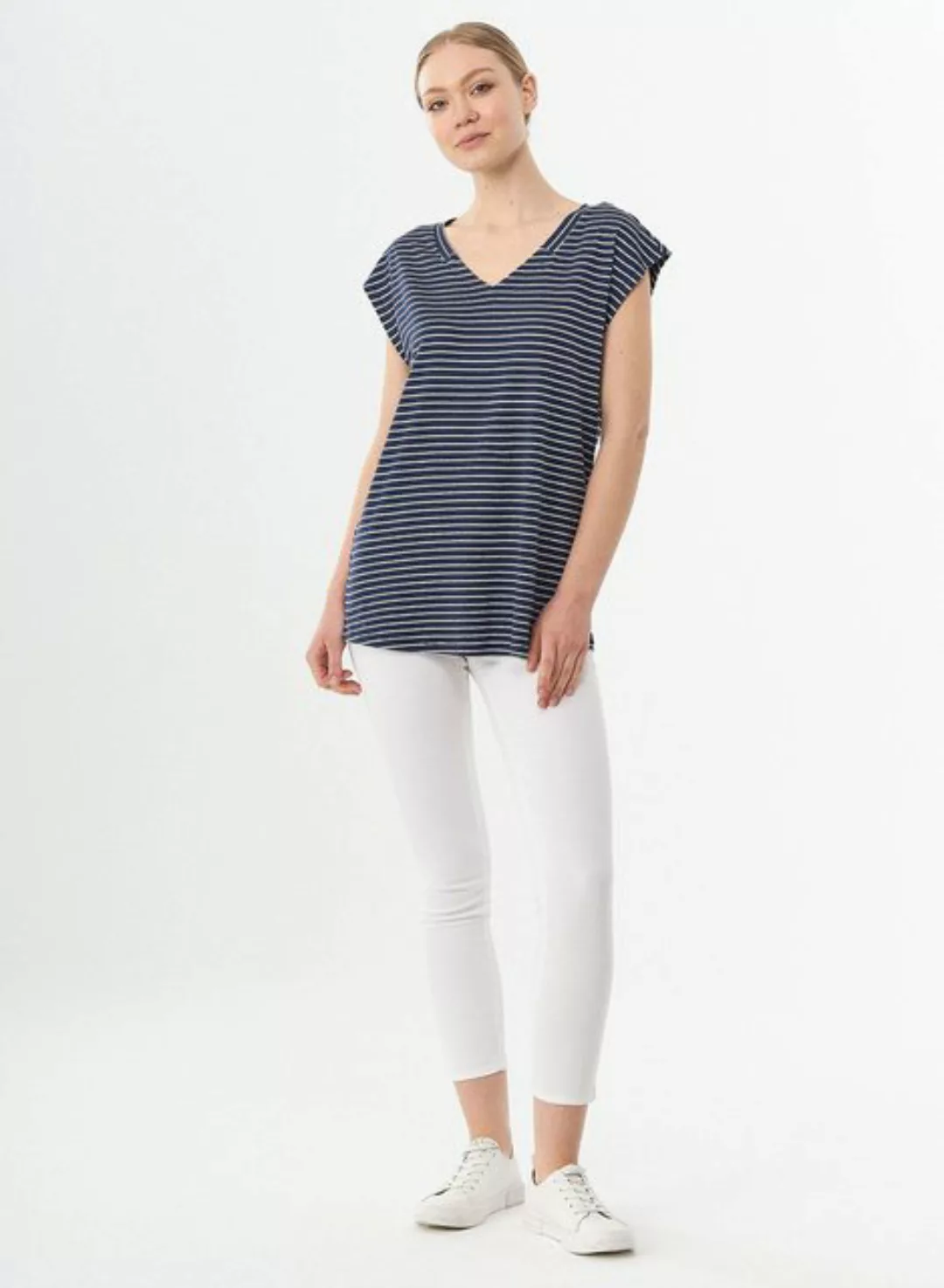 ORGANICATION T-Shirt Women's Striped T-Shirt in Navy/Off White günstig online kaufen