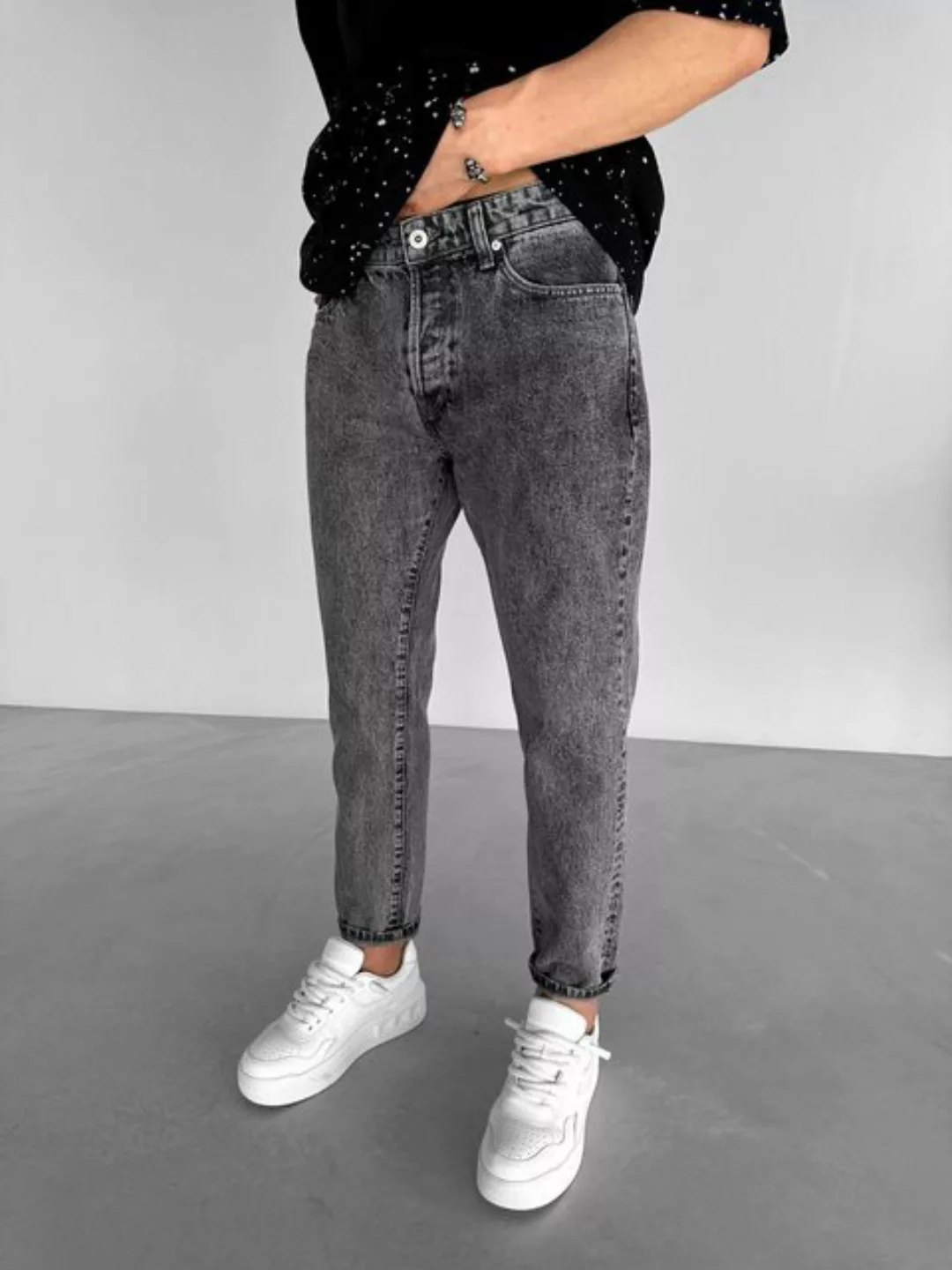 Abluka Bequeme Jeans BASIC MOM FIT JEANS GRAY günstig online kaufen