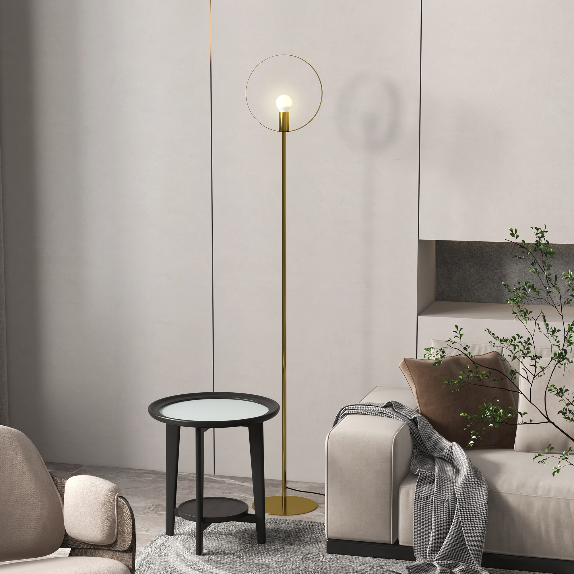 HOMCOM Stehlampe Wohnzimmer Stehlampe LED bis 40W Design Art-Deco-Ring aus günstig online kaufen