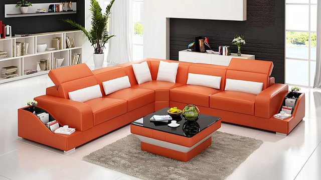 Xlmoebel Ecksofa Wohnlandschaft aus Leder mit Ecksofa und Polstern, Hergest günstig online kaufen