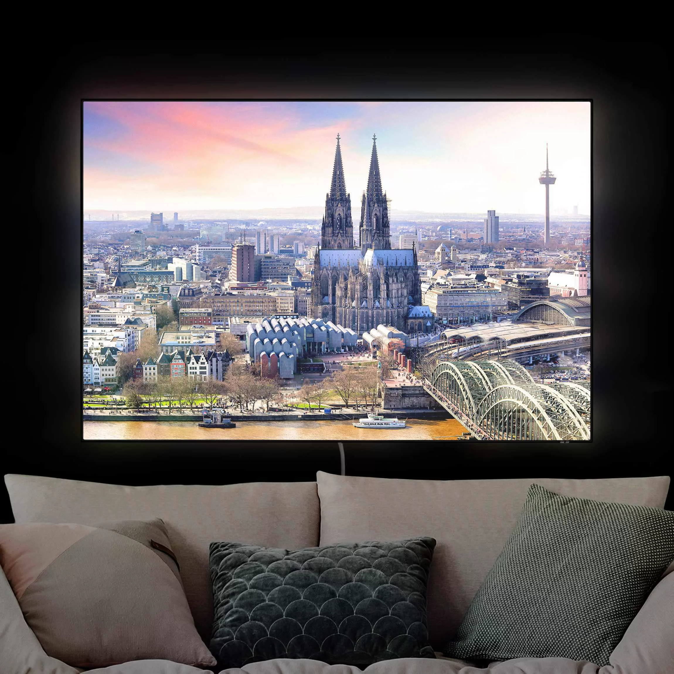 LED-Wechselbild Köln Skyline mit Dom günstig online kaufen