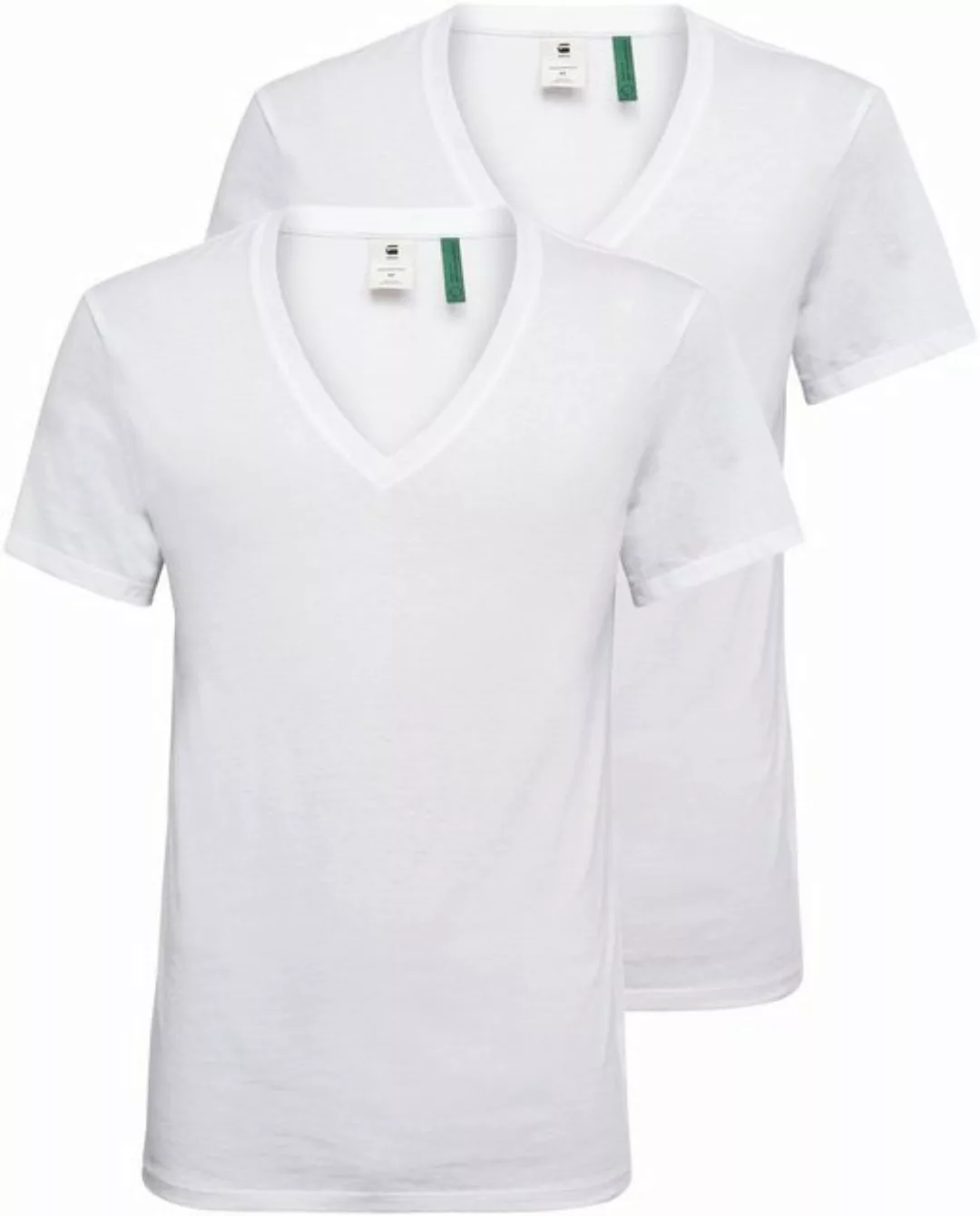 G-star Base Heather Ribbed V-neck Ny Jersey 2 Units Kurzarm T-shirt S White günstig online kaufen