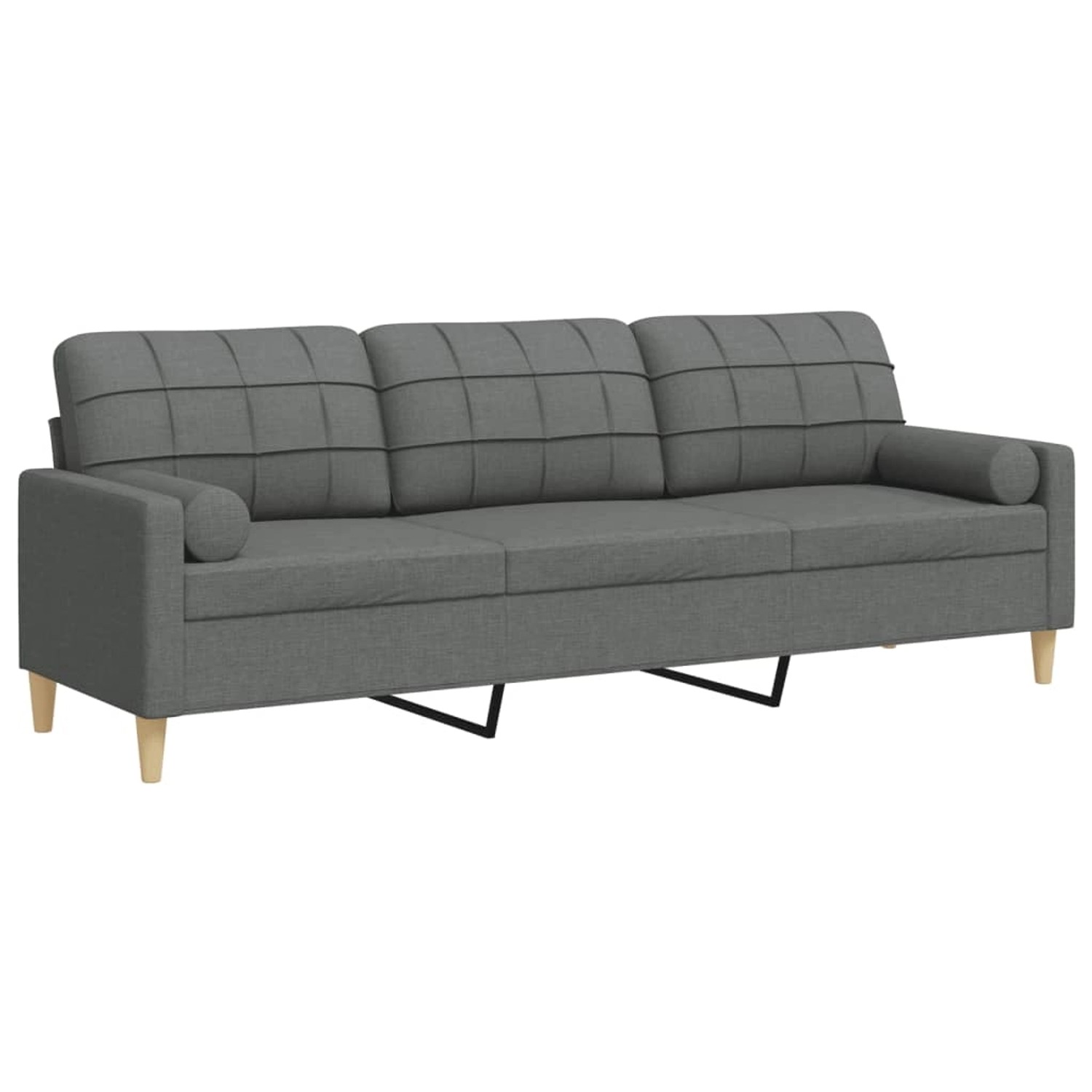 vidaXL Sofa 3-Sitzer mit Zierkissen Dunkelgrau 210 cm Stoff 2158386 günstig online kaufen