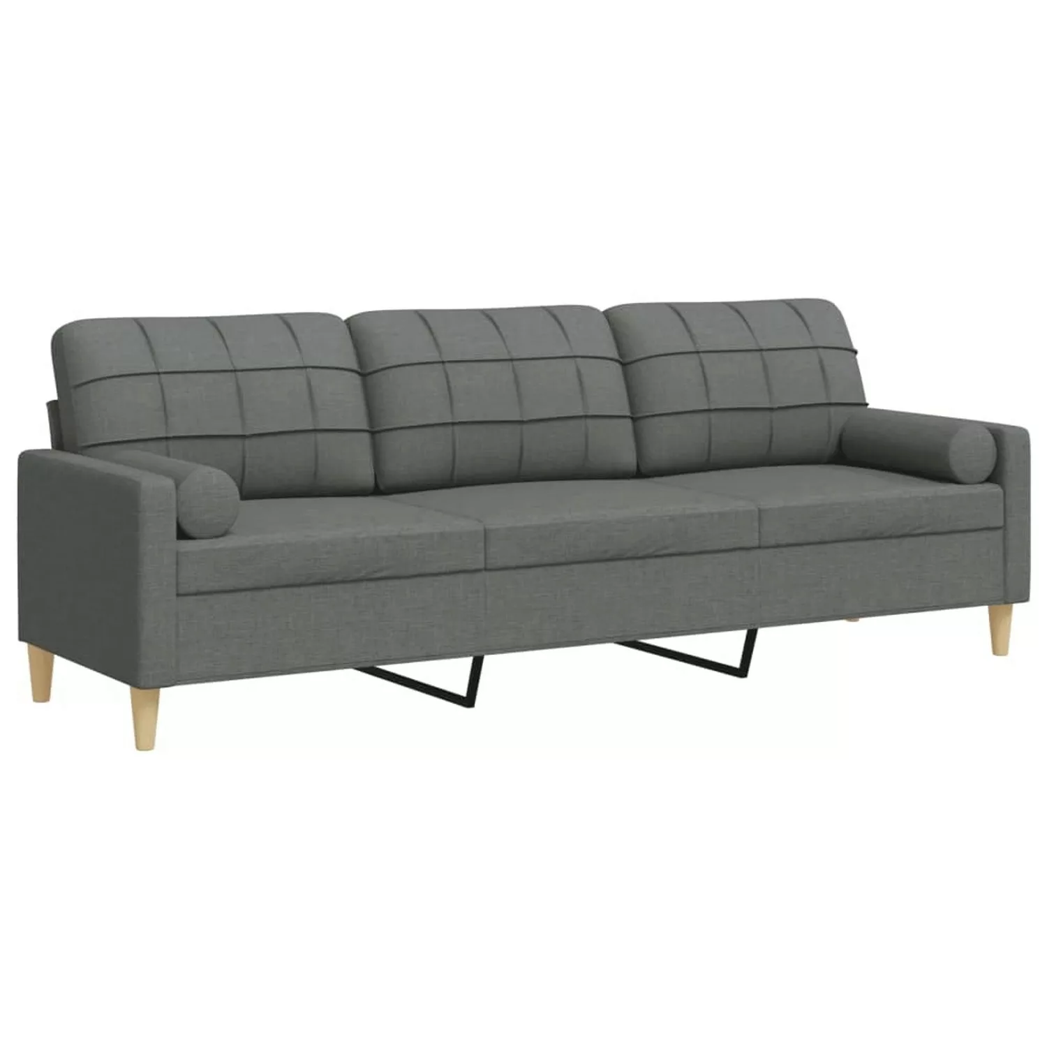 vidaXL Sofa Sofa 3-Sitzer mit Zierkissen Dunkelgrau 210 cm Stoff günstig online kaufen