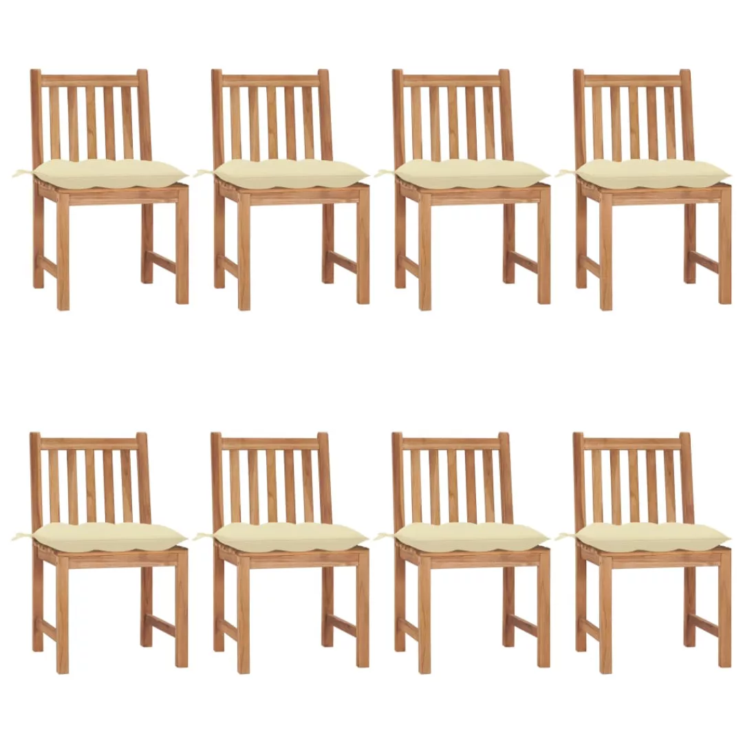 Gartenstühle 8 Stk. Mit Kissen Massivholz Teak günstig online kaufen