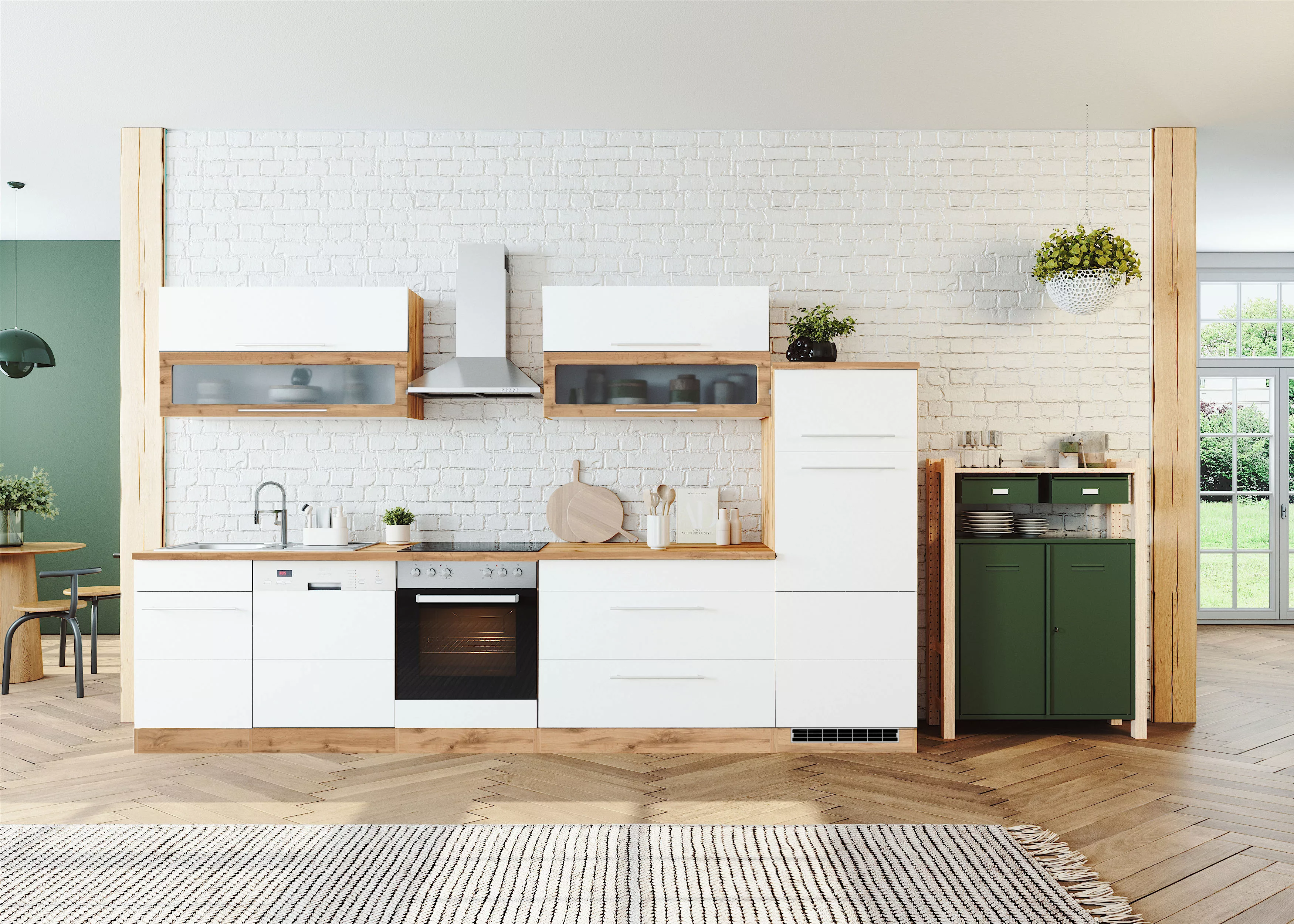 Kochstation Küche "KS-Wien", Breite 330 cm, wahlweise mit E-Geräten günstig online kaufen