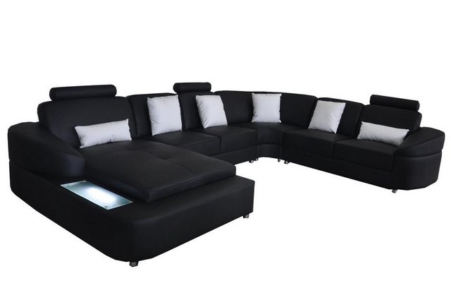 Xlmoebel Sofa Moderne U-Form Ledersofa mit USB-Anschluss für Wohnlandschaft günstig online kaufen