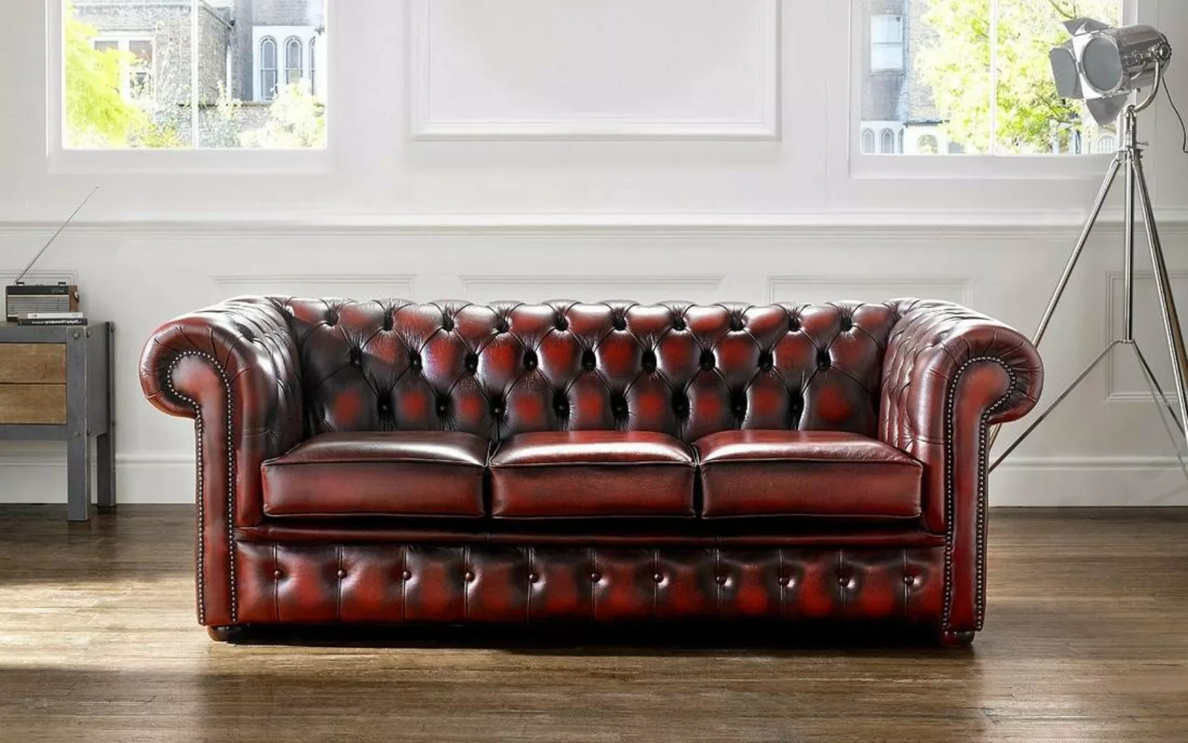 Xlmoebel Sofa Designer Luxus Sofa, großes 3-Sitzer Chesterfield in Rot aus günstig online kaufen