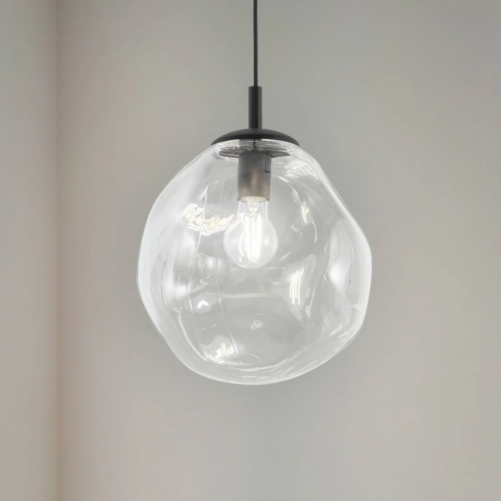 Hängeleuchte Sol Mini, Glas, Ø 25 cm, schwarz/klar günstig online kaufen