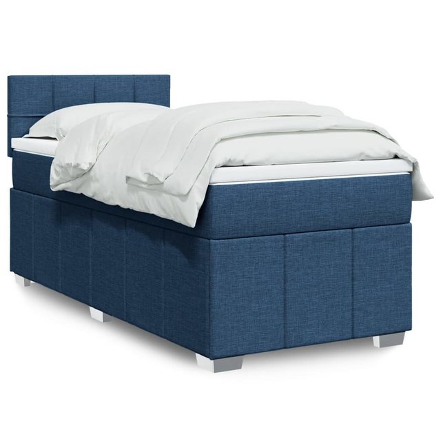 vidaXL Boxspringbett, Boxspringbett mit Matratze Blau 90x200 cm Stoff günstig online kaufen